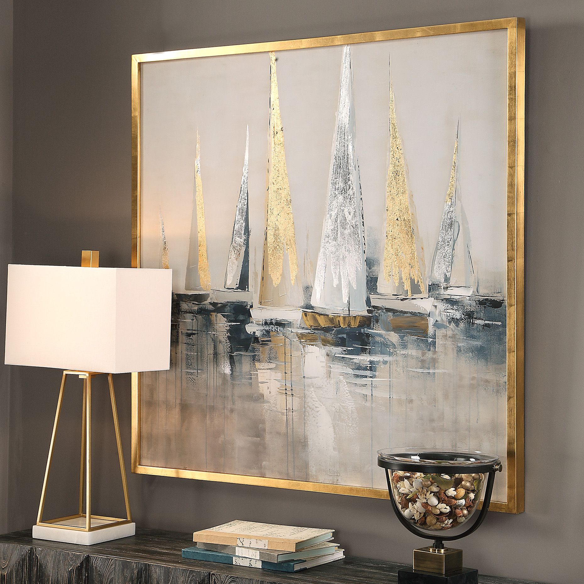 Uttermost Regatta 51 3/4" Square Framed Canvas Wall Art