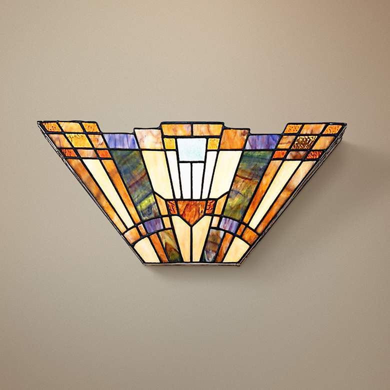 Quoizel Inglenook 16&quot; Wide Tiffany-Style Pocket Wall Sconce