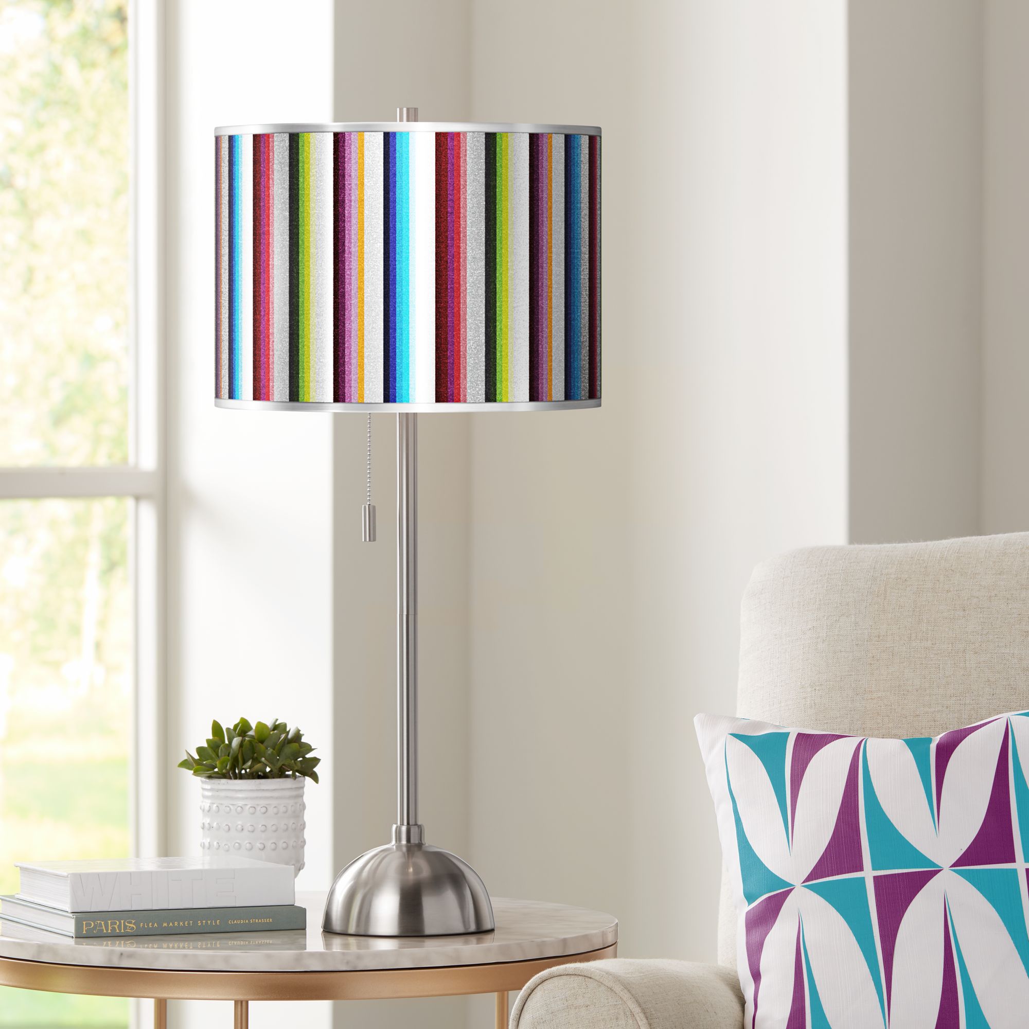 Technocolors Silver Metallic Brushed Nickel Table Lamp