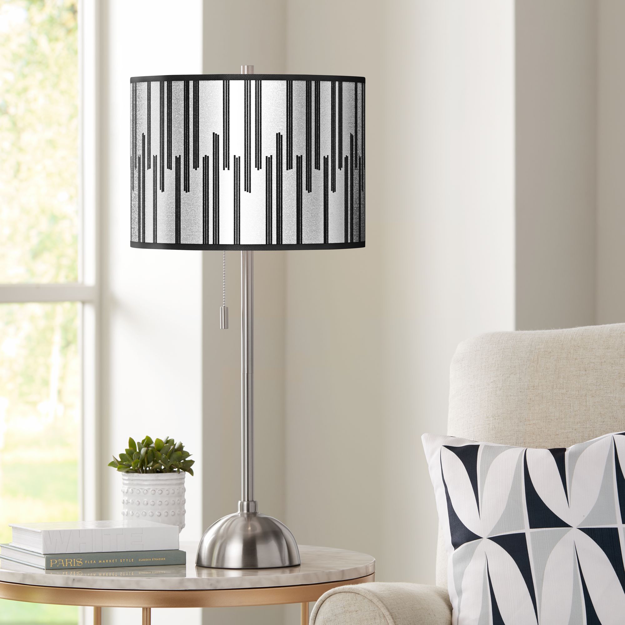 Segments Silver Metallic I Giclee Brushed Nickel Table Lamp