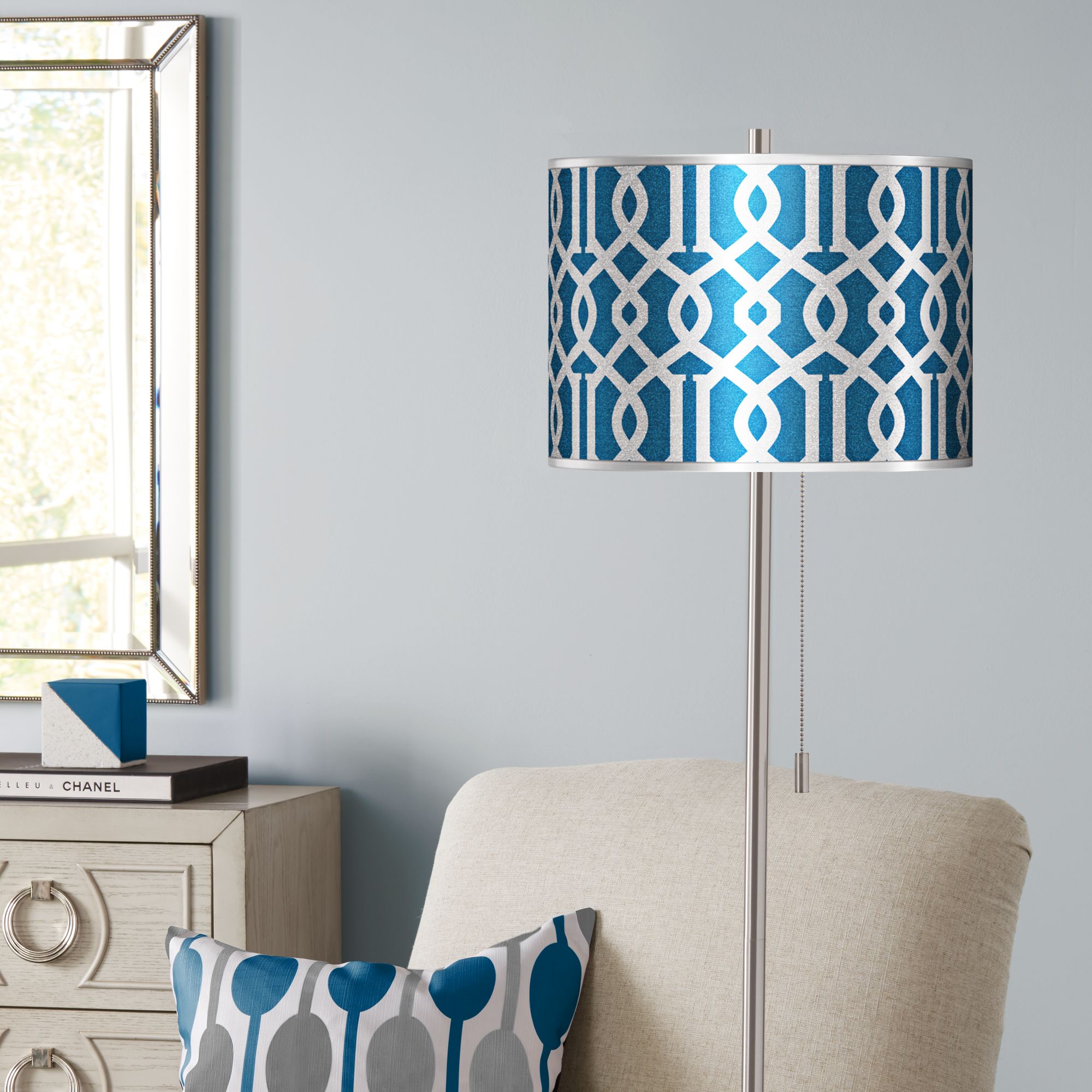 Chain Reaction Silver Metallic Brushed Nickel Floor Lamp