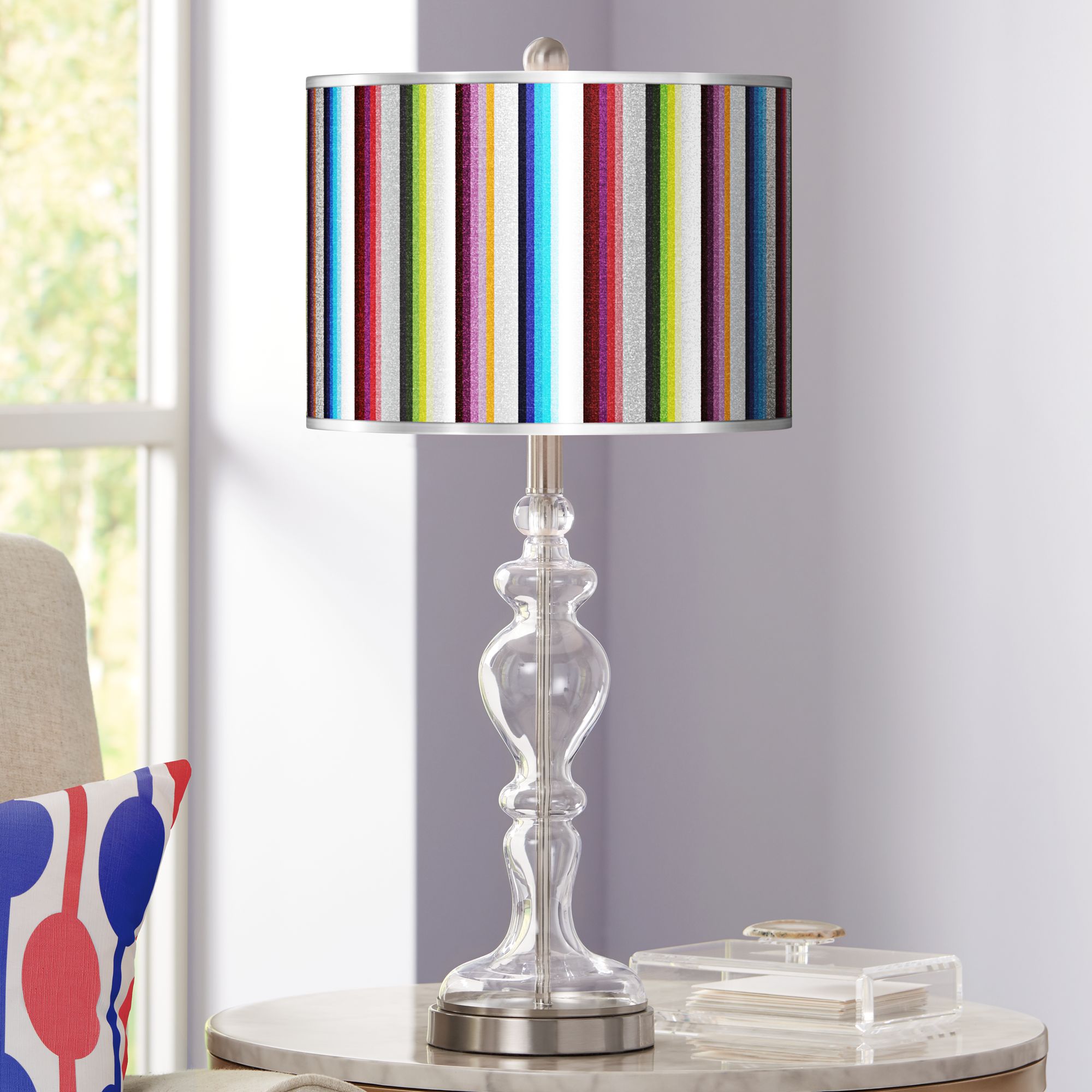 Technocolors Silver Metallic Apothecary Clear Glass Table Lamp