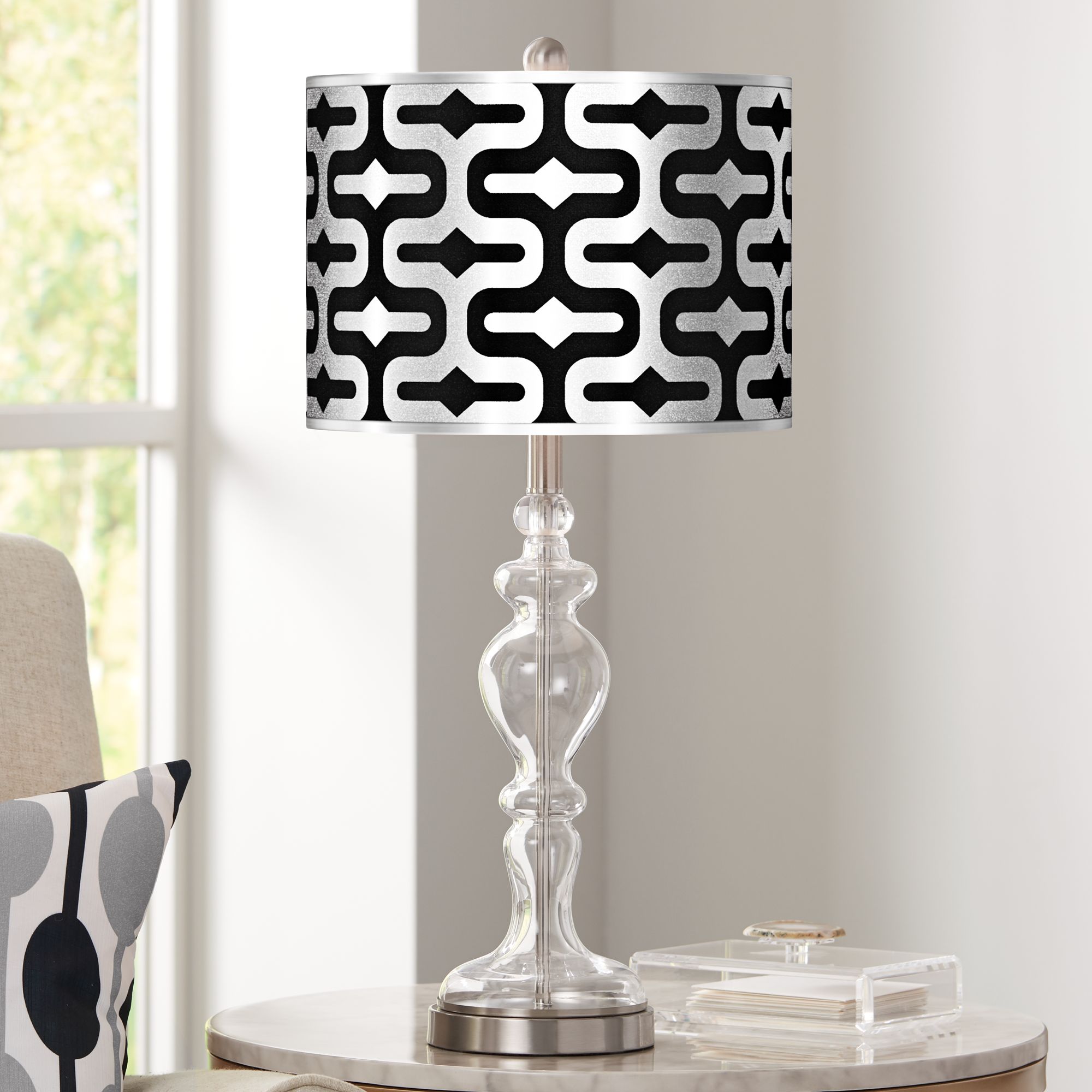 Reflection Silver Metallic Apothecary Clear Glass Table Lamp