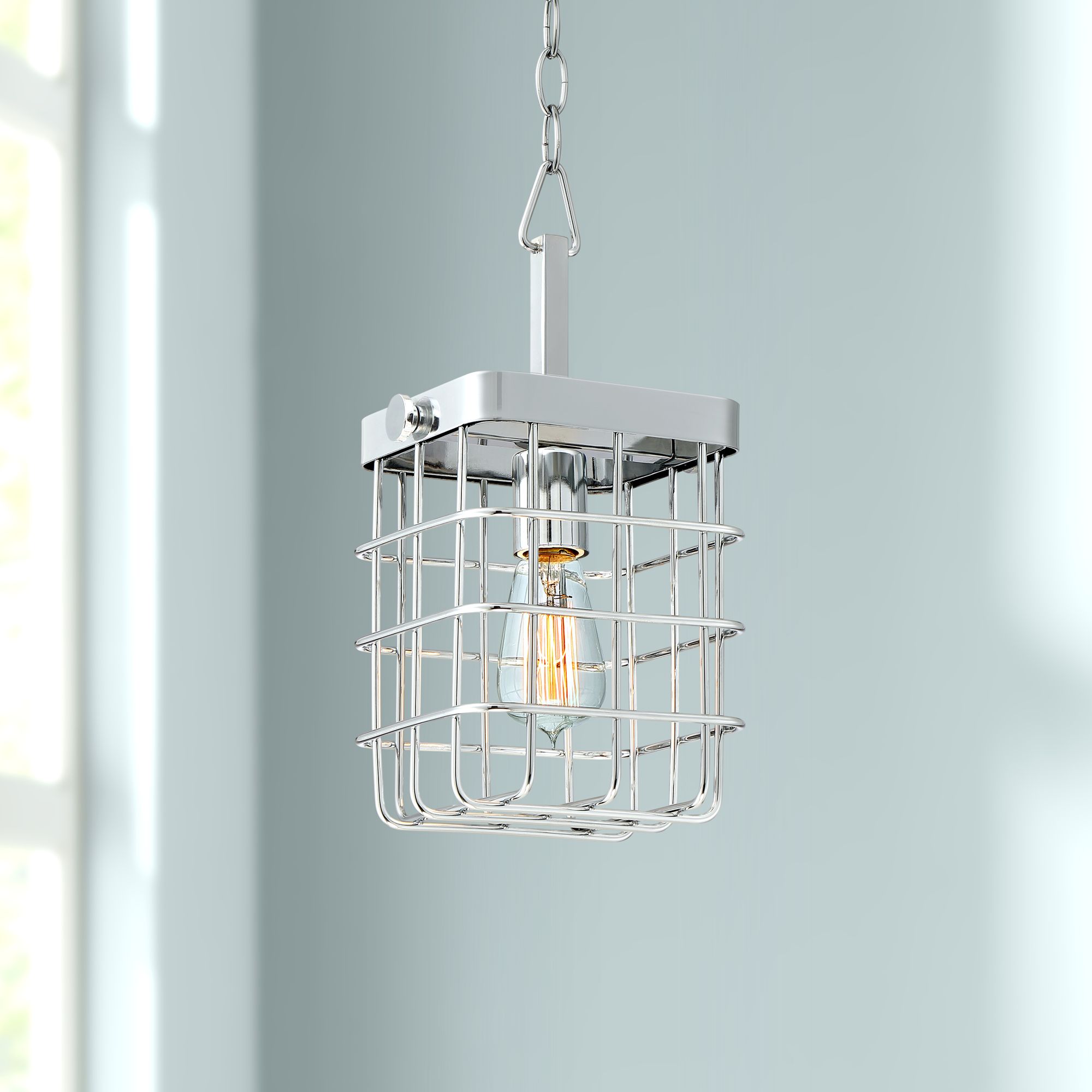 Possini Euro Lair 7" Wide Chrome Mini Pendant