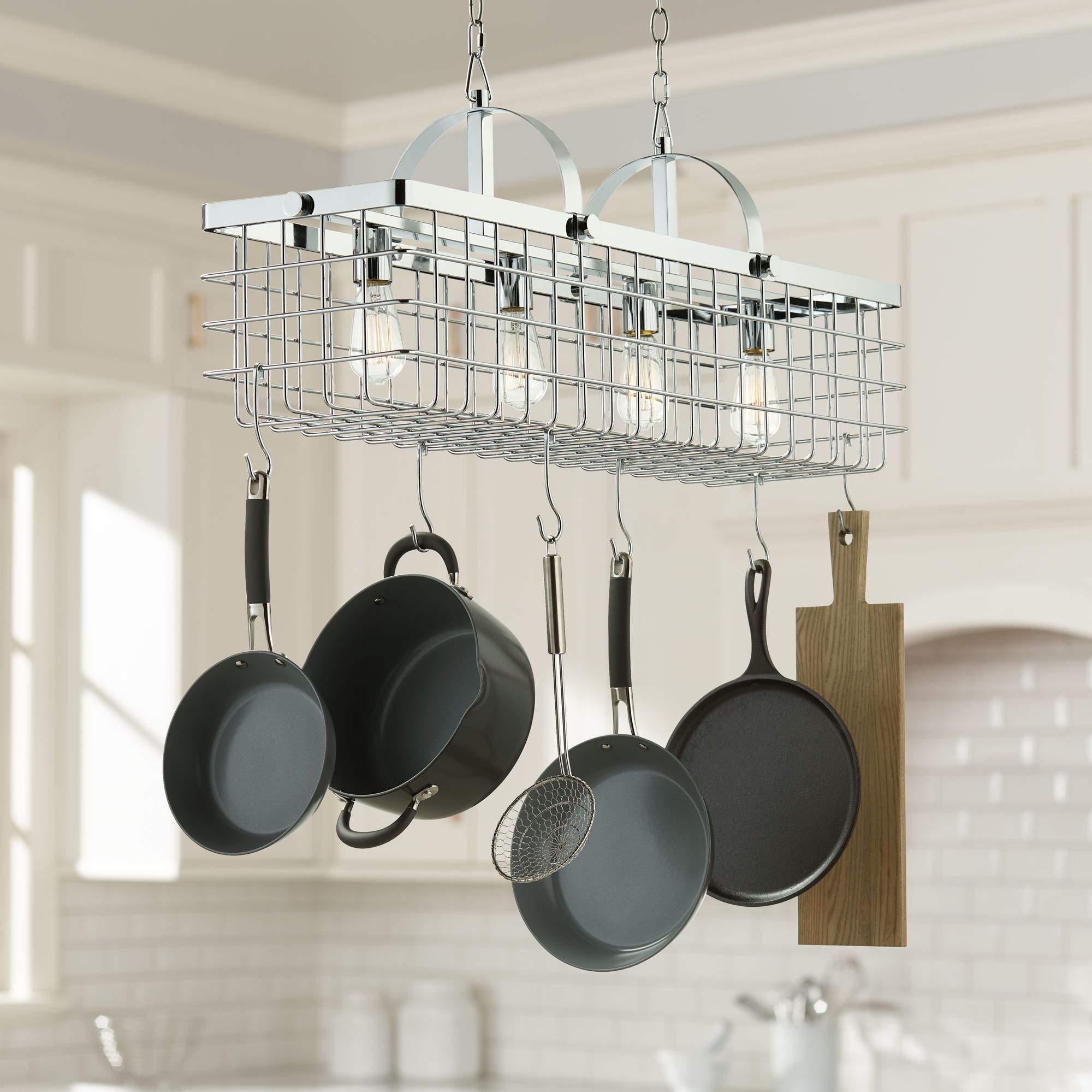 Possini Euro Lair 38 1/2" Wide Chrome 4-Light Island Pendant