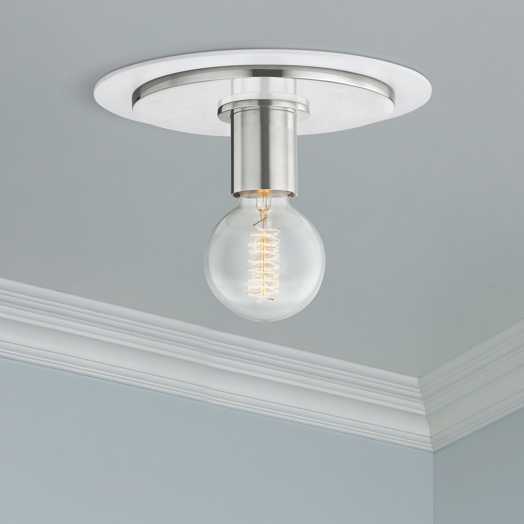 Mitzi Milo 9" Wide Polished Nickel and White Ceiling Light