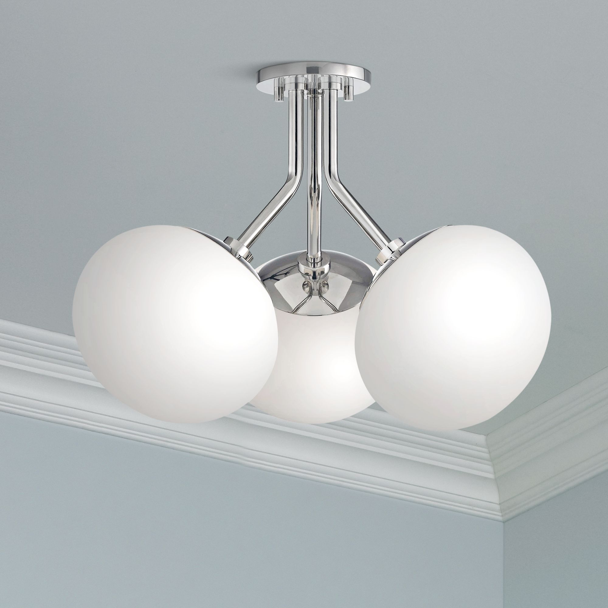 Mitzi Estee 19" Wide Polished Nickel 3-Light Ceiling Light