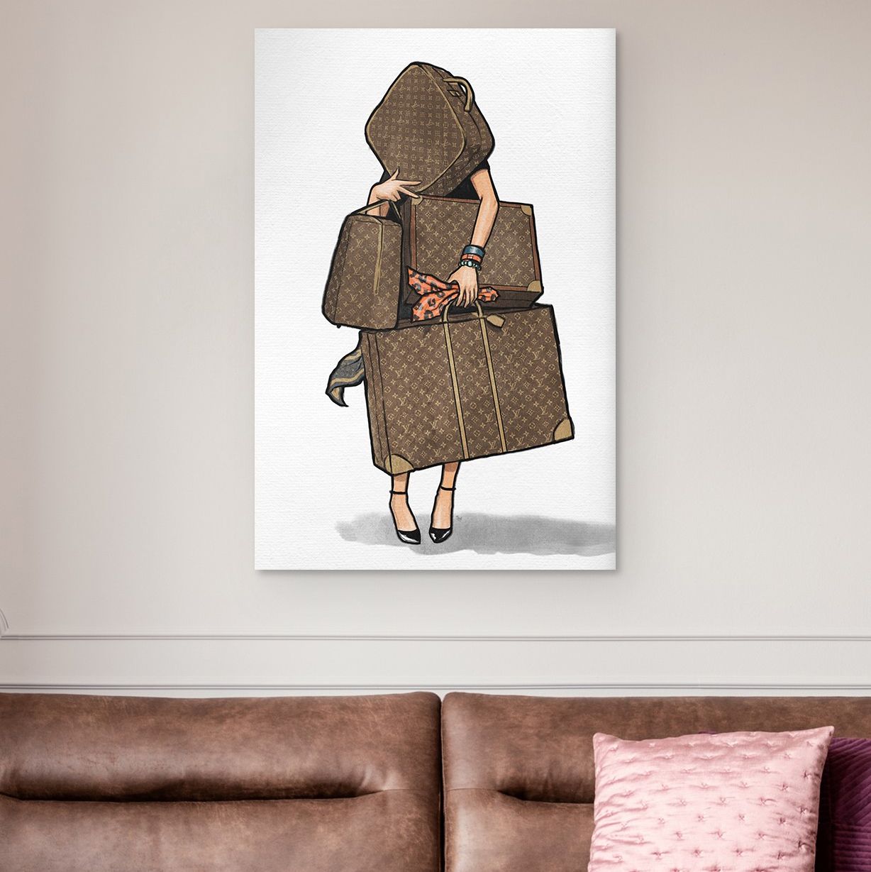 Oliver Gal Bags, Bags - Orange Canvas Wall Art