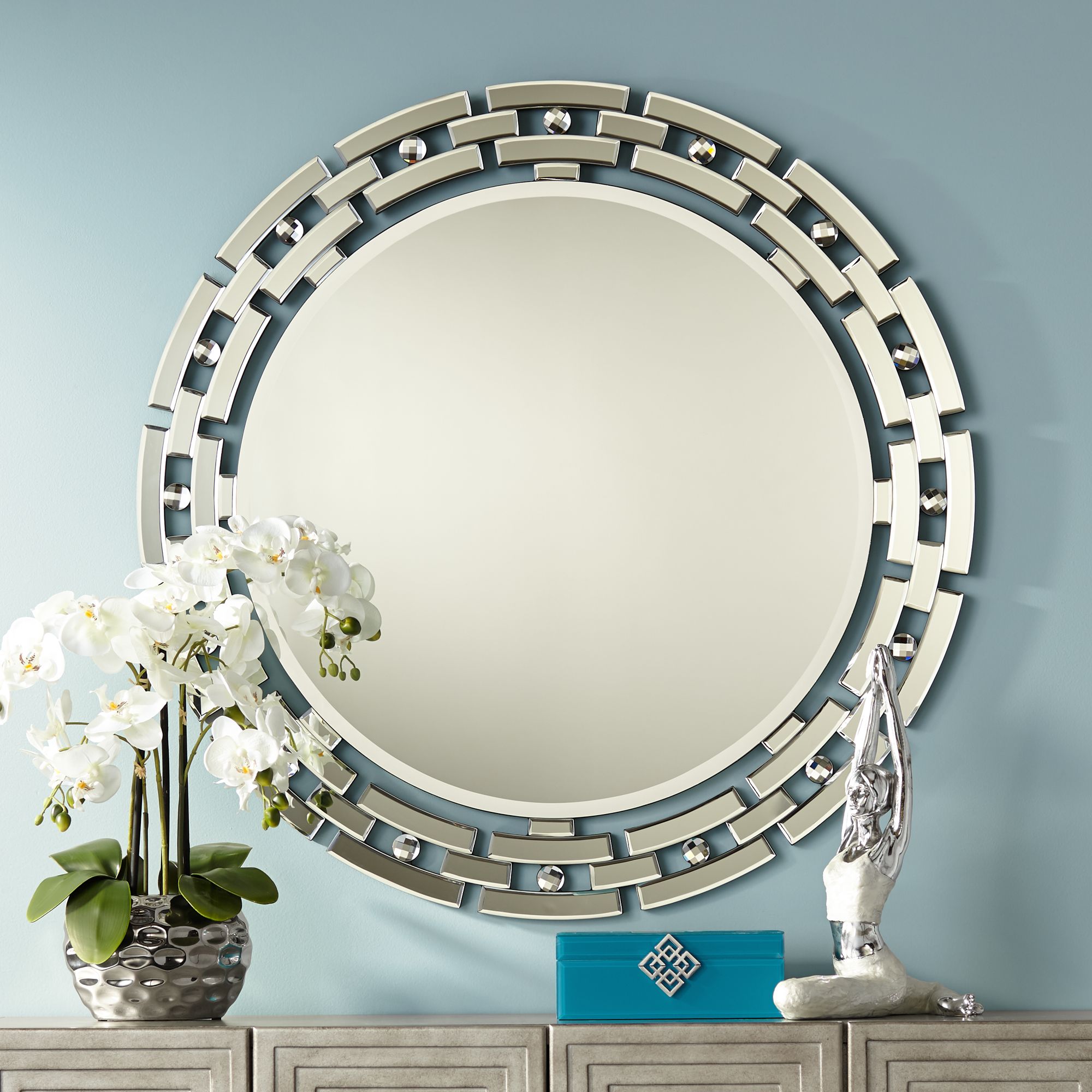 Possini Euro Aran Glass 36 1/4" Round Wall Mirror