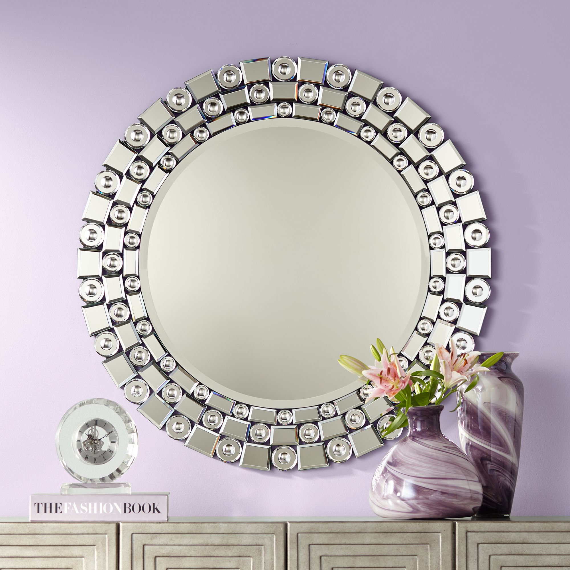 Possini Euro Orleans Bubble Glass 32" Round Wall Mirror