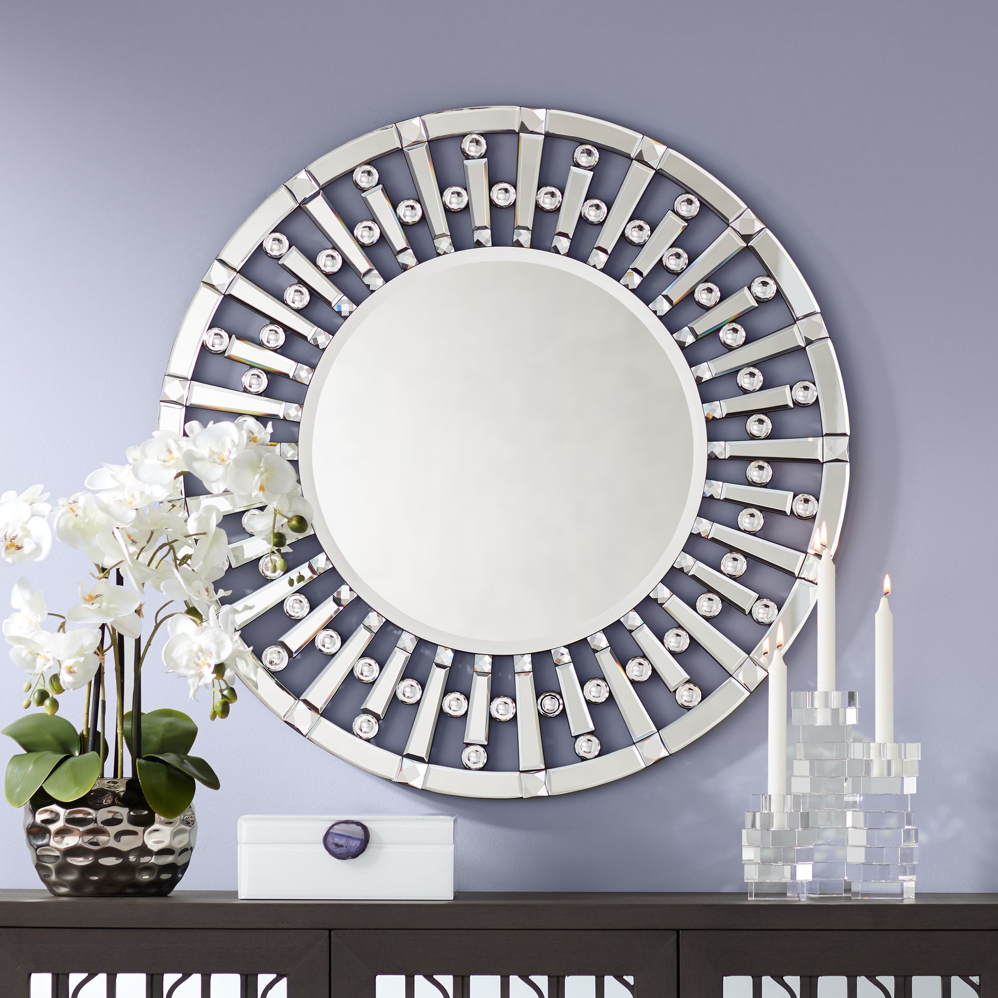 Possini Euro Hannover 32" Round Glass Wall Mirror