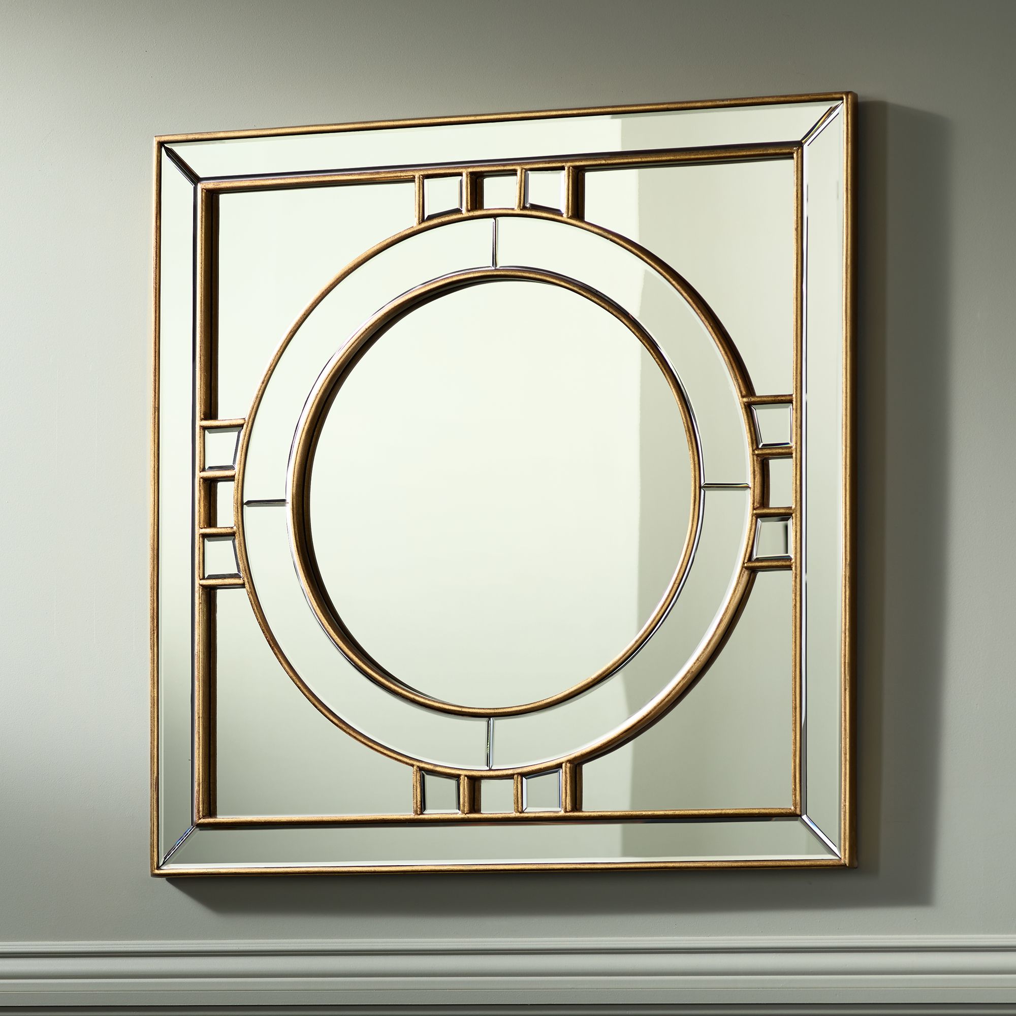 Possini Euro Kinnerton Gold Inlay 36" Square Wall Mirror