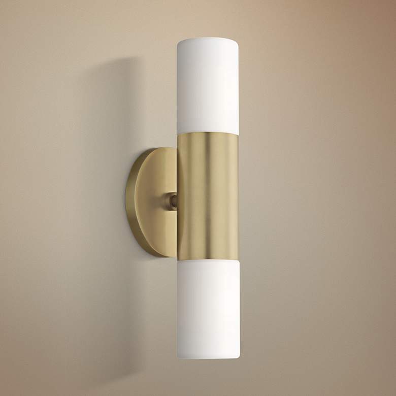 Mitzi Lola 13&quot; High Aged Brass 2-Light LED Wall Sconce