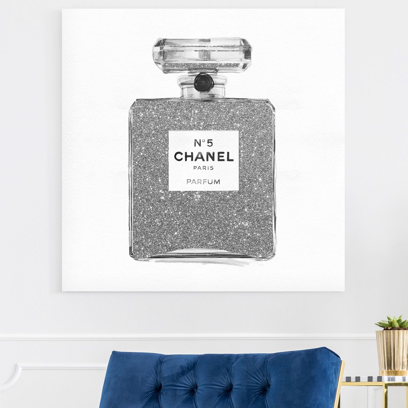 Silver Classic Number 5 Canvas Wall Art