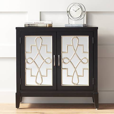 Mansfield Black and Mirrored 2-Door Accent Media Cabinet