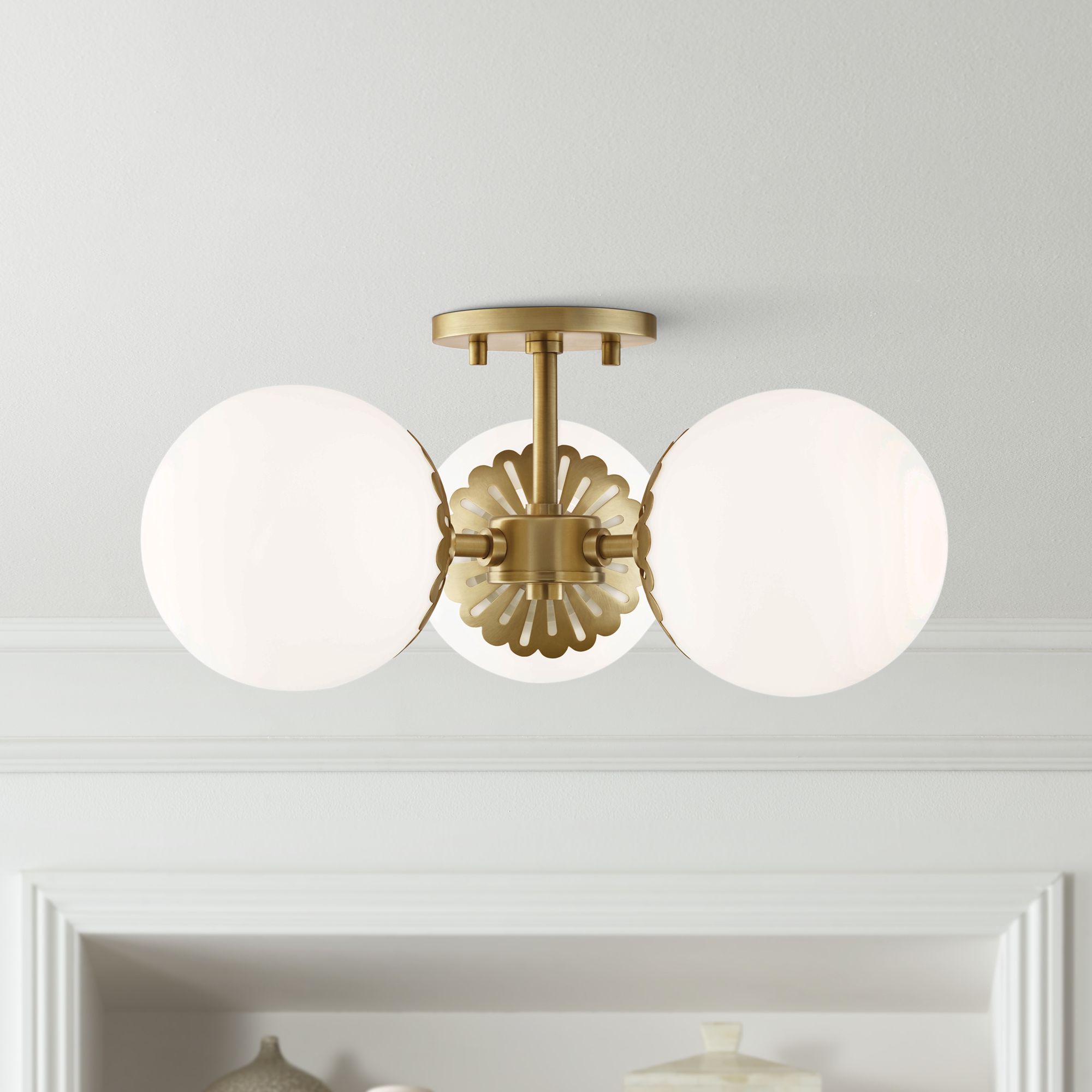 Mitzi Paige 17 1/2" Wide Aged Brass 3-Light Ceiling Light