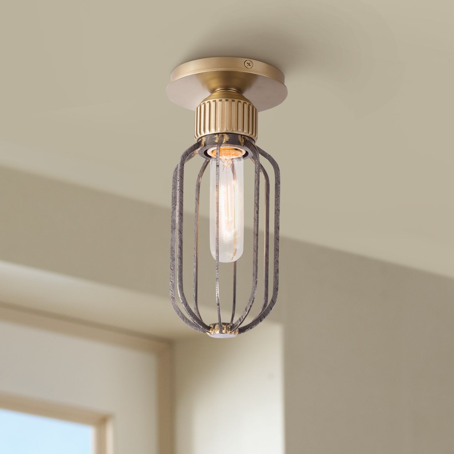 Regina Andrew Rupert 4" Wide Worn Steel Ceiling Light