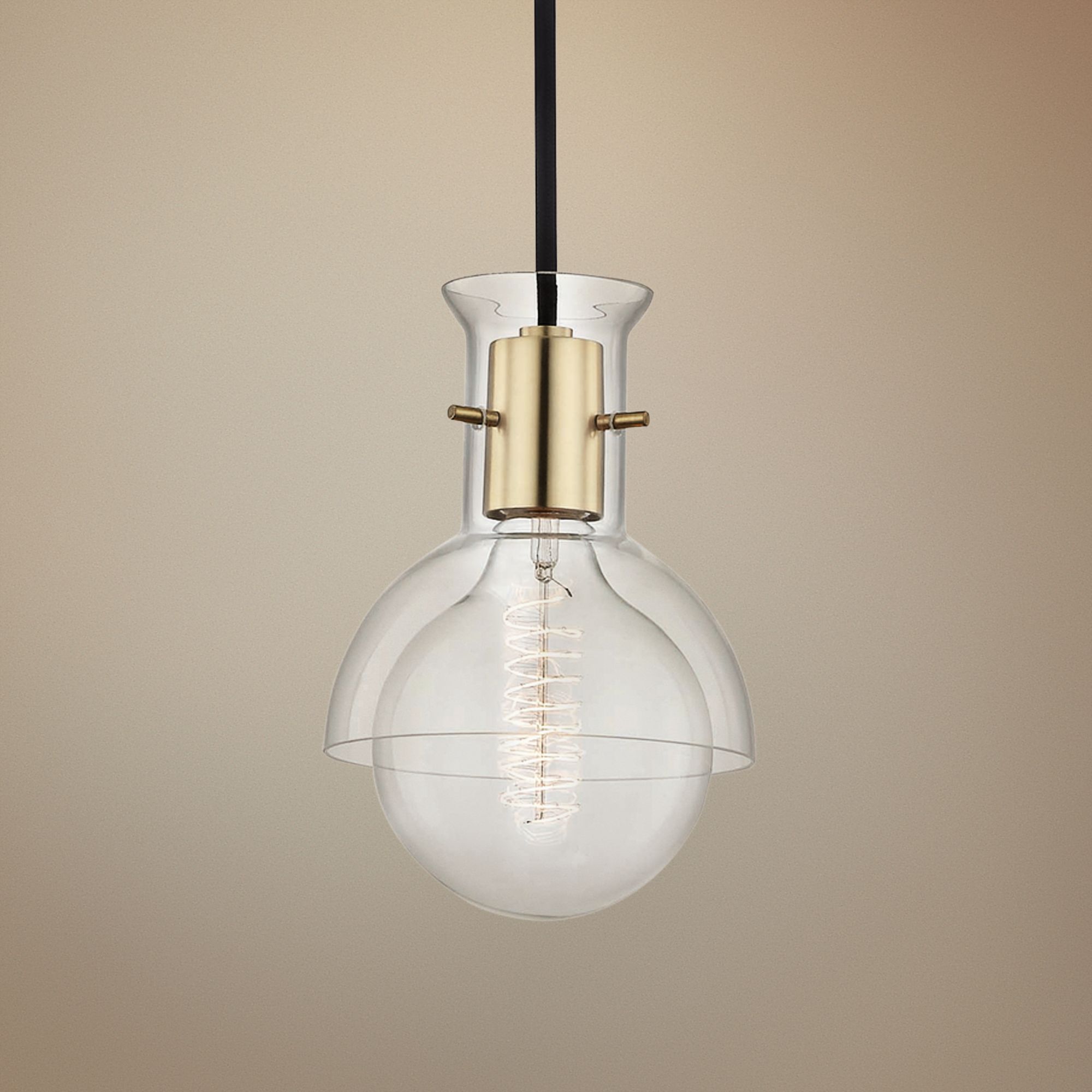 Mitzi Riley 6 1/4"W Aged Brass Mini Pendant w/ Clear Glass