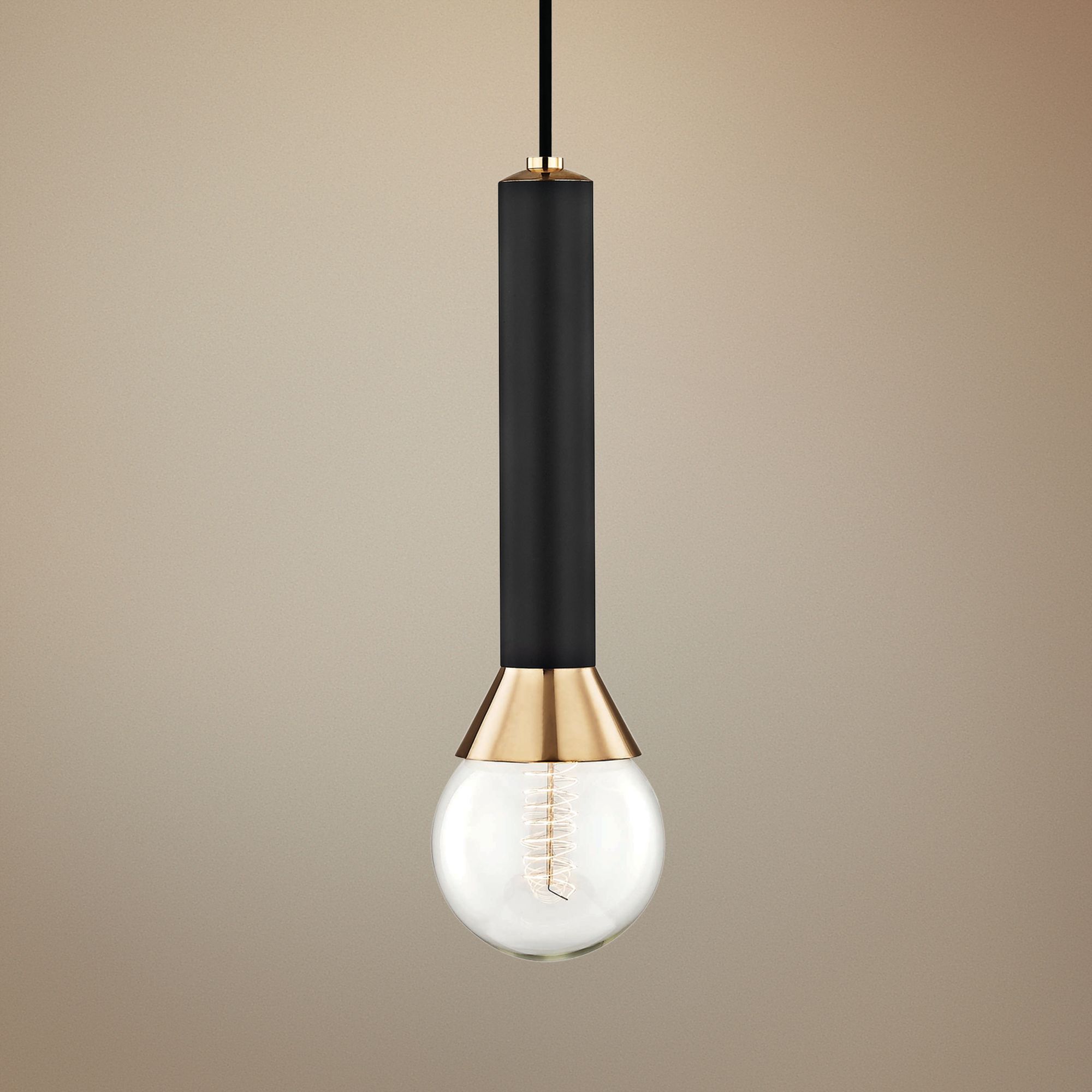 Mitzi Via 5" Wide Polished Brass and Black Mini Pendant