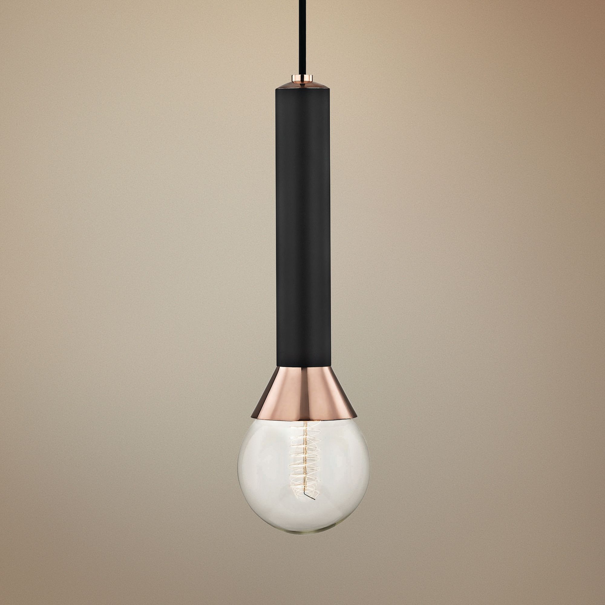 Mitzi Via 5" Wide Polished Copper and Black Mini Pendant