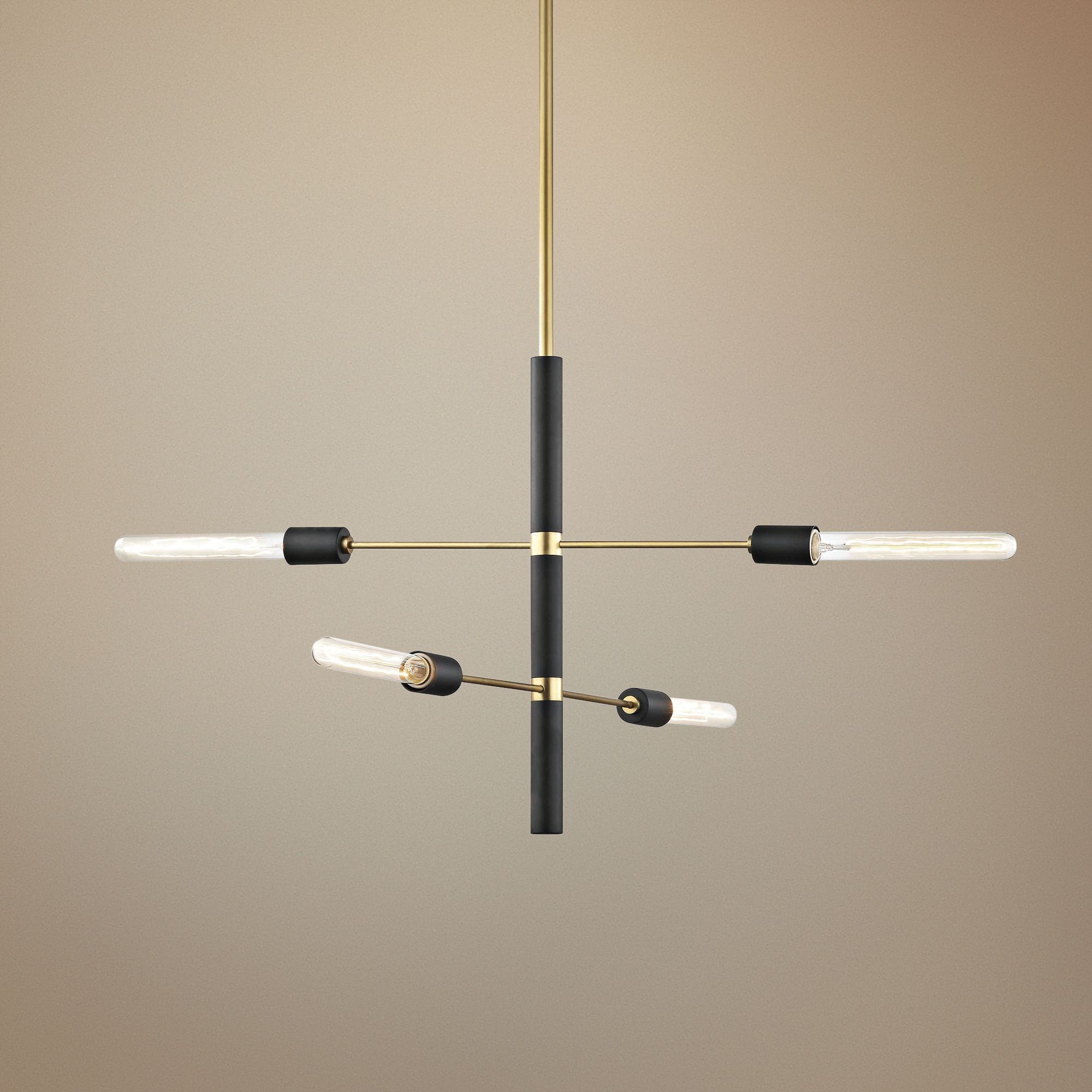 Mitzi Astrid 24"W Aged Brass and Black 4-Light Chandelier