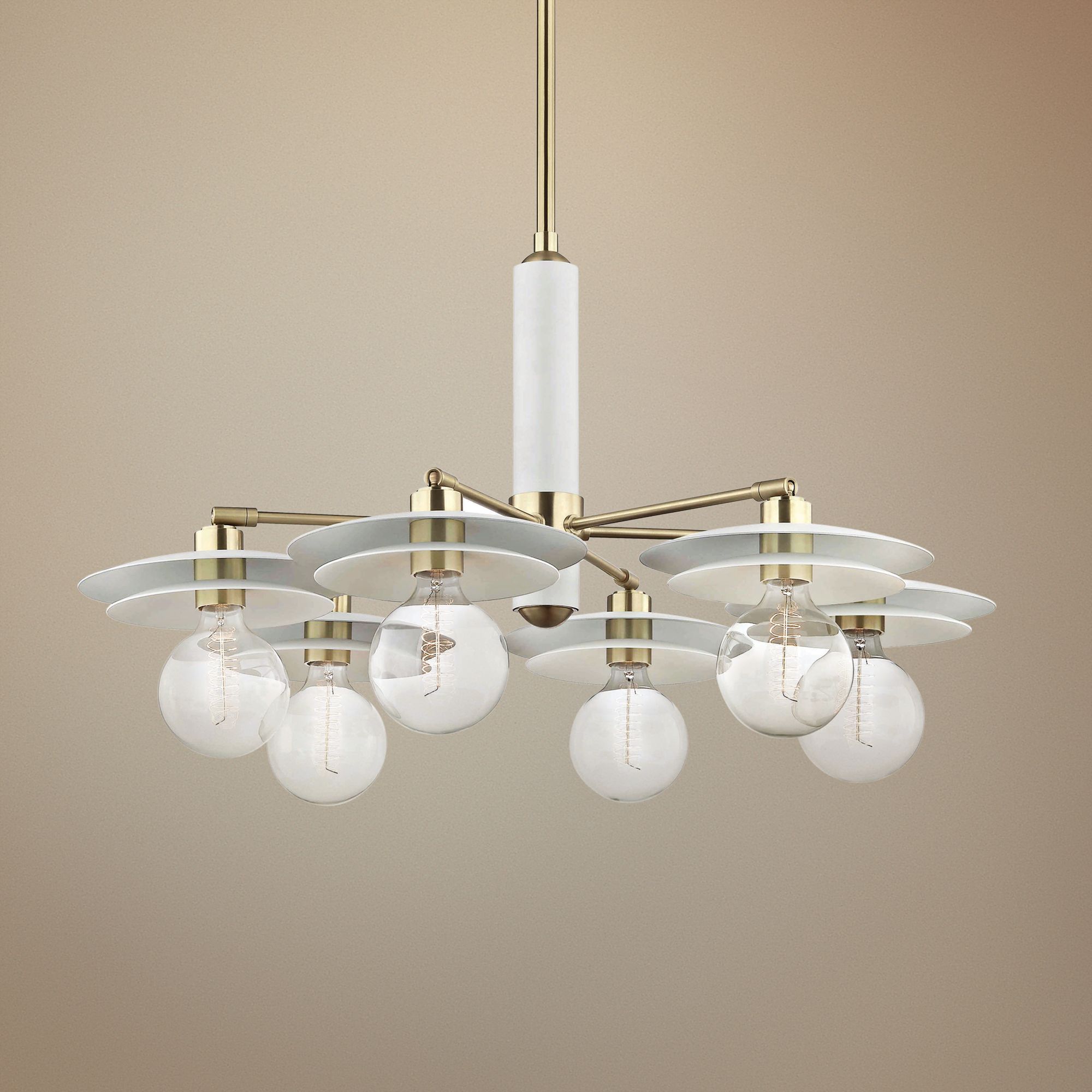 Mitzi Milla 36" Wide Aged Brass 6-Light Chandelier