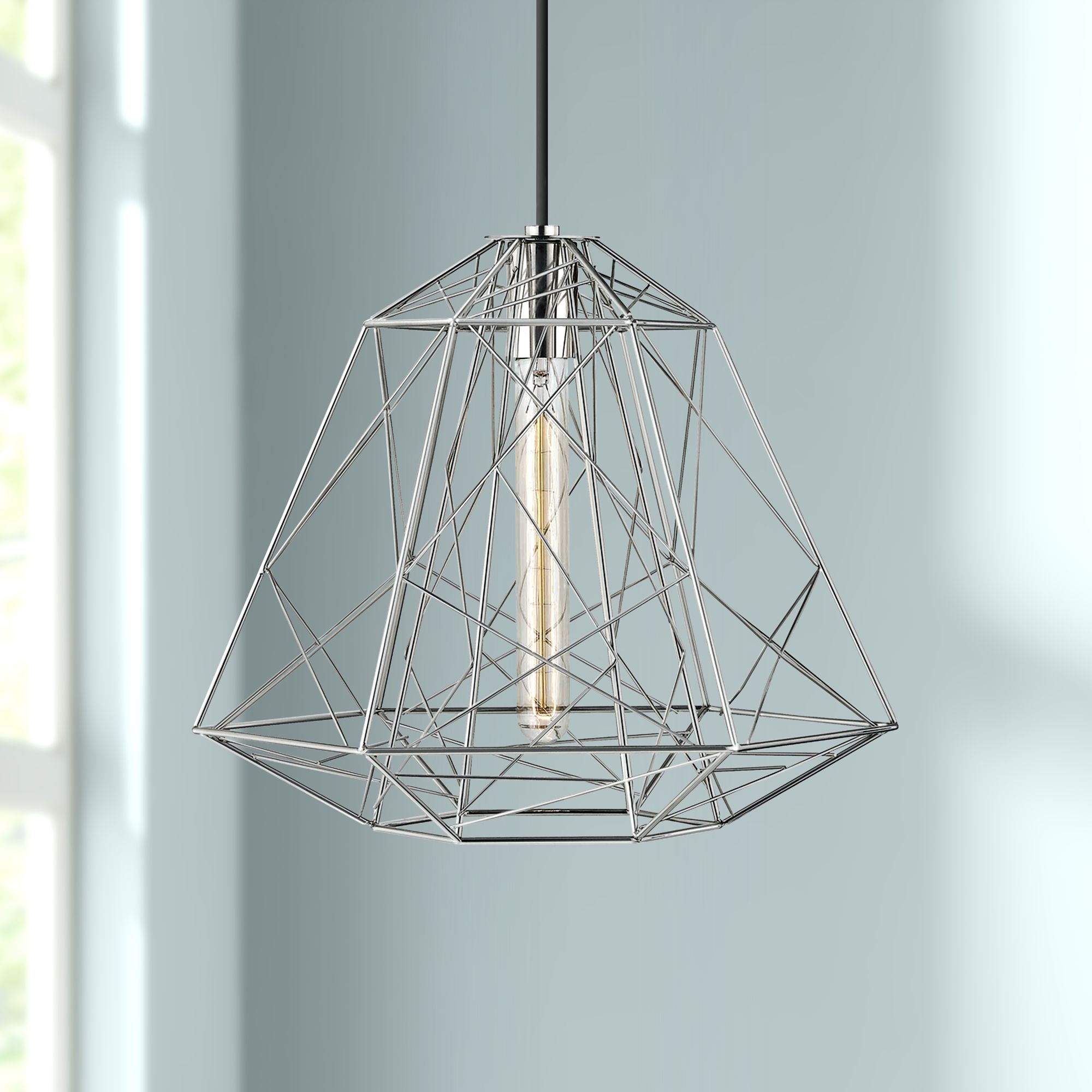 Mitzi Ani 15 1/2" Wide Polished Nickel Pendant Light