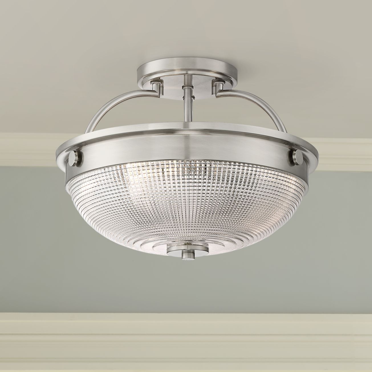 Drixley 13" Wide Brushed Nickel 3-Light Ceiling Light