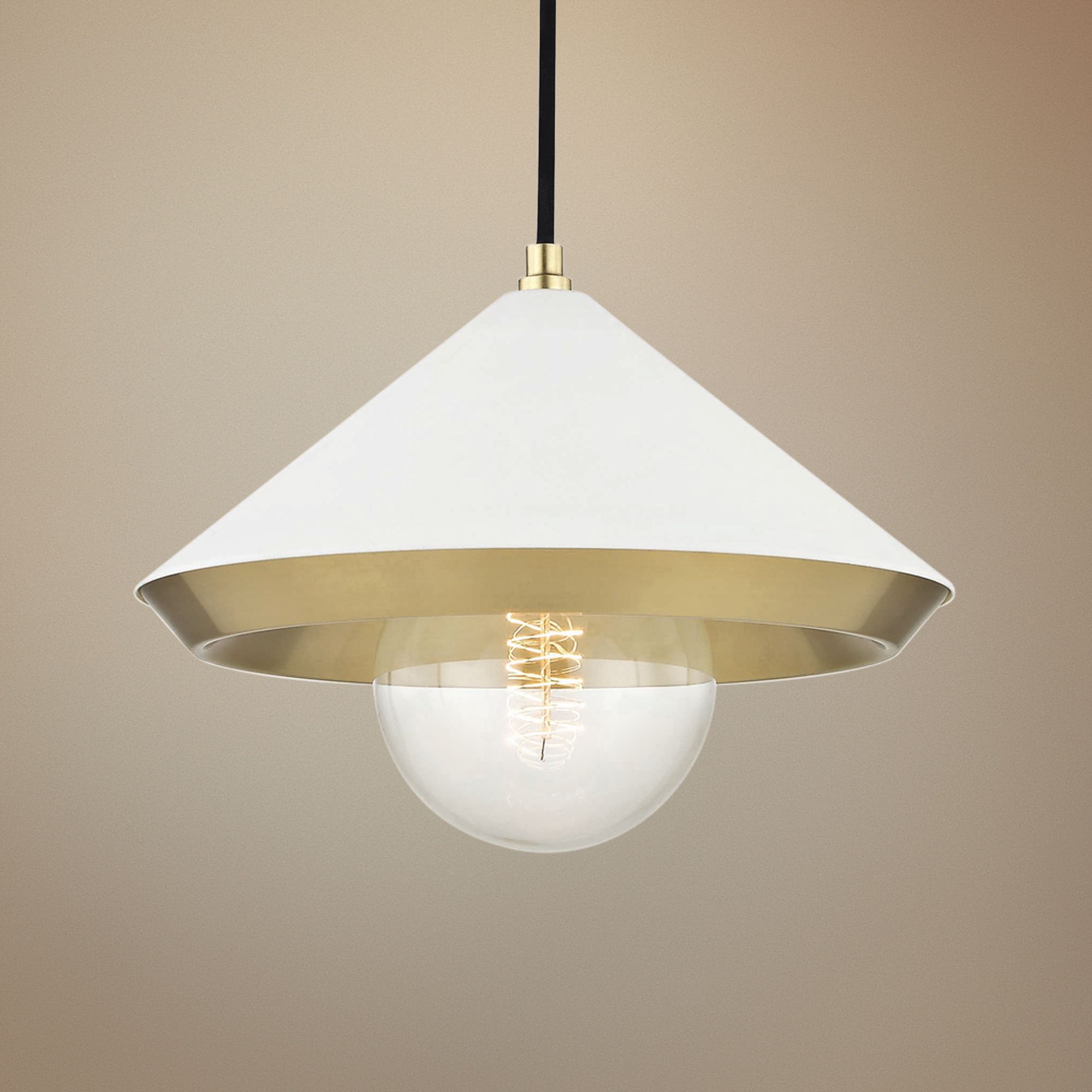 Mitzi Marnie 11 3/4"W Aged Brass Mini Pendant w/ White Shade