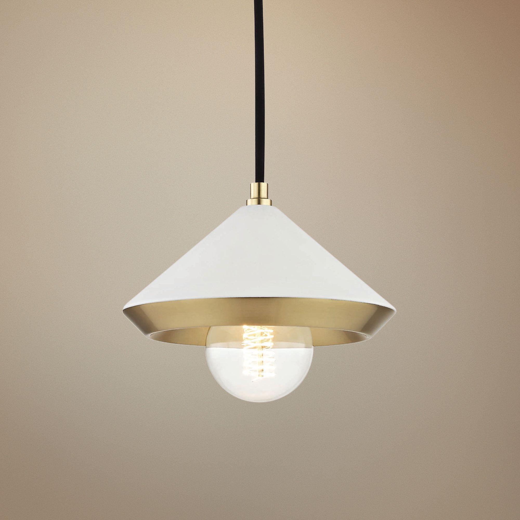 Mitzi Marnie 8" Wide Aged Brass Mini Pendant w/ White Shade