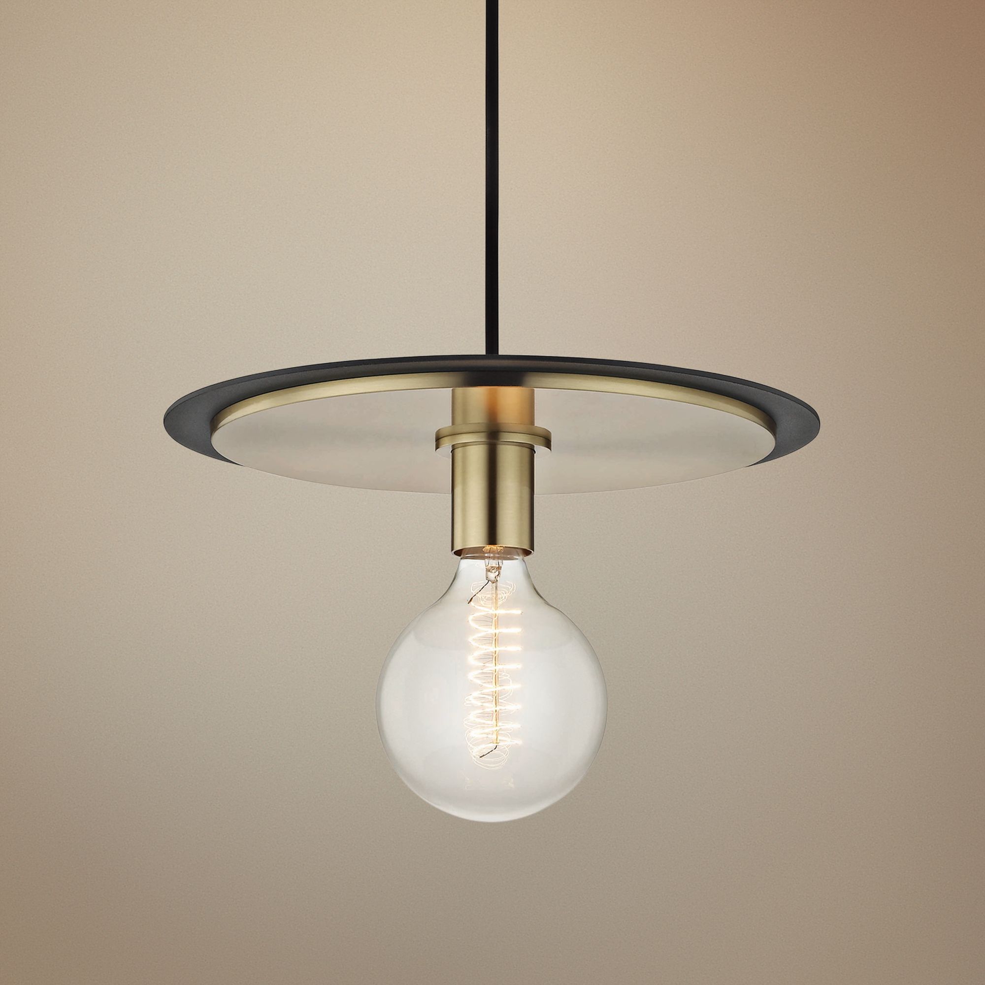 Mitzi Milo 14" Wide Aged Brass and Black Pendant Light
