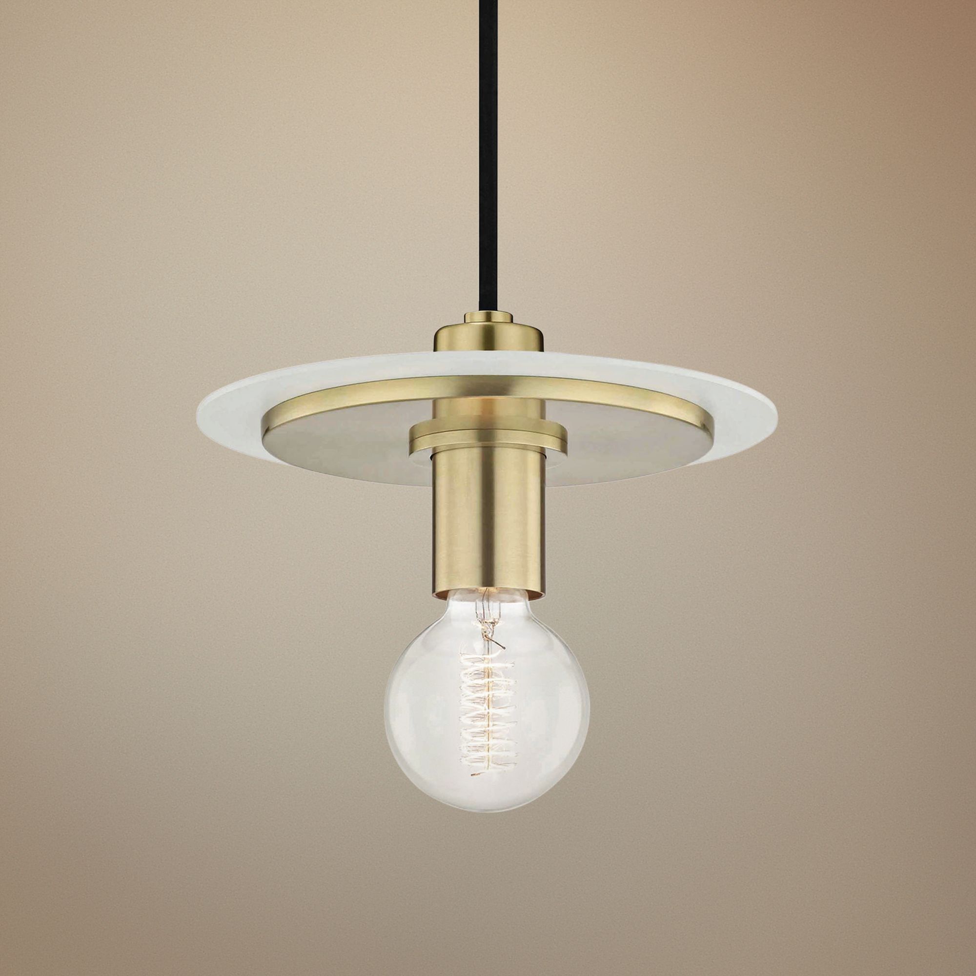 Mitzi Milo 9" Wide Aged Brass and White Mini Pendant