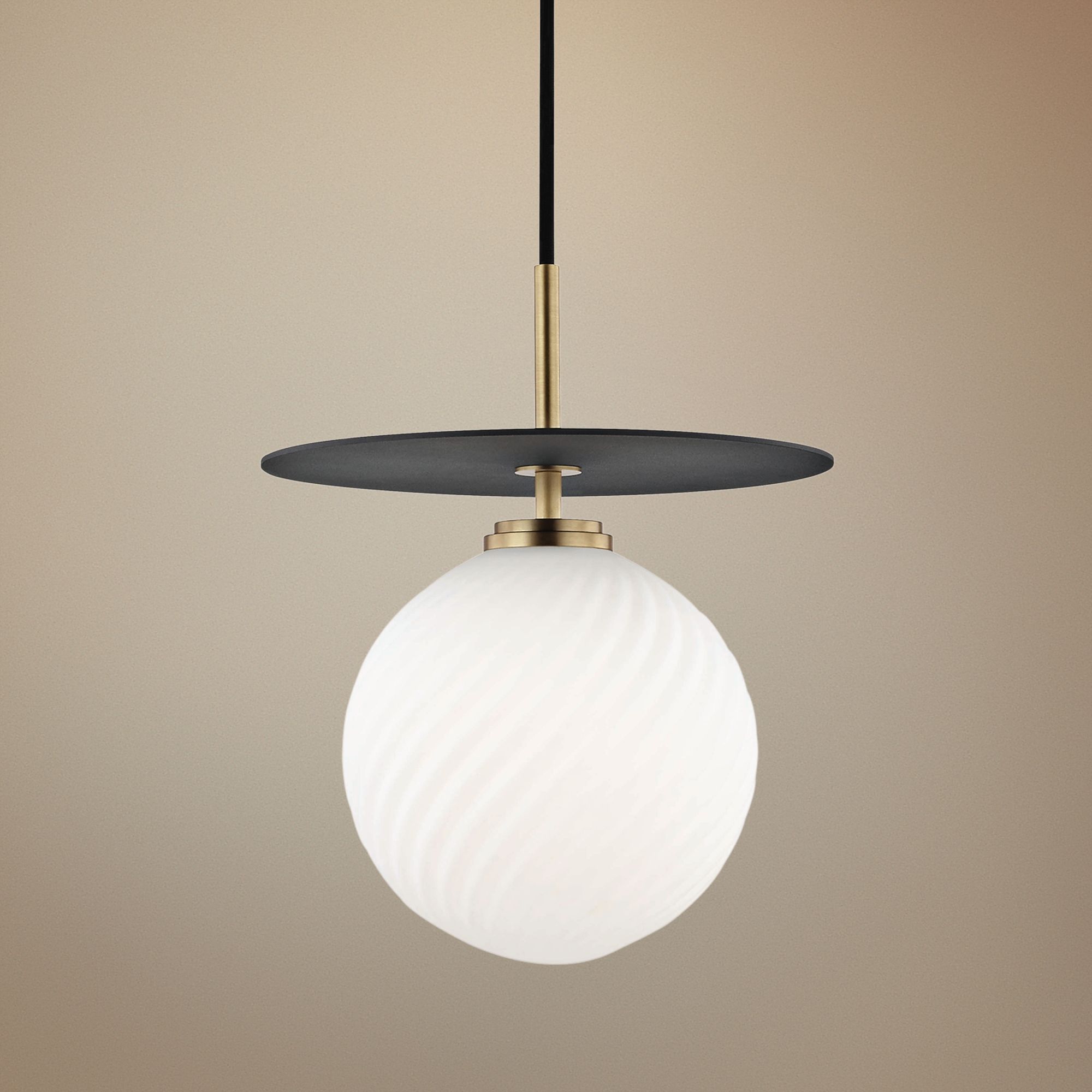 Mitzi Ellis 10 1/4"W Aged Brass and Black LED Mini Pendant