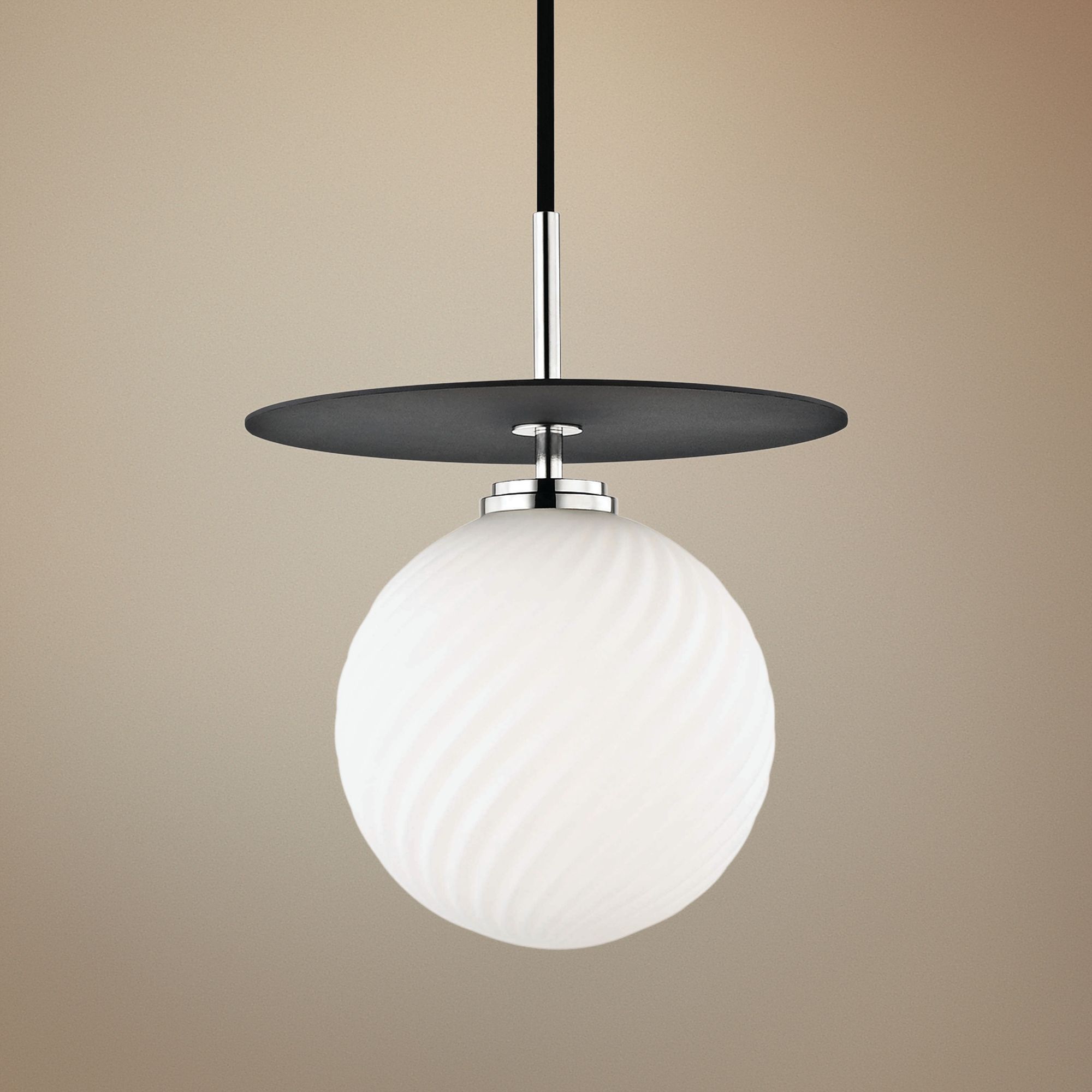 Ellis 10 1/4"W Polished Nickel and Black LED Mini Pendant