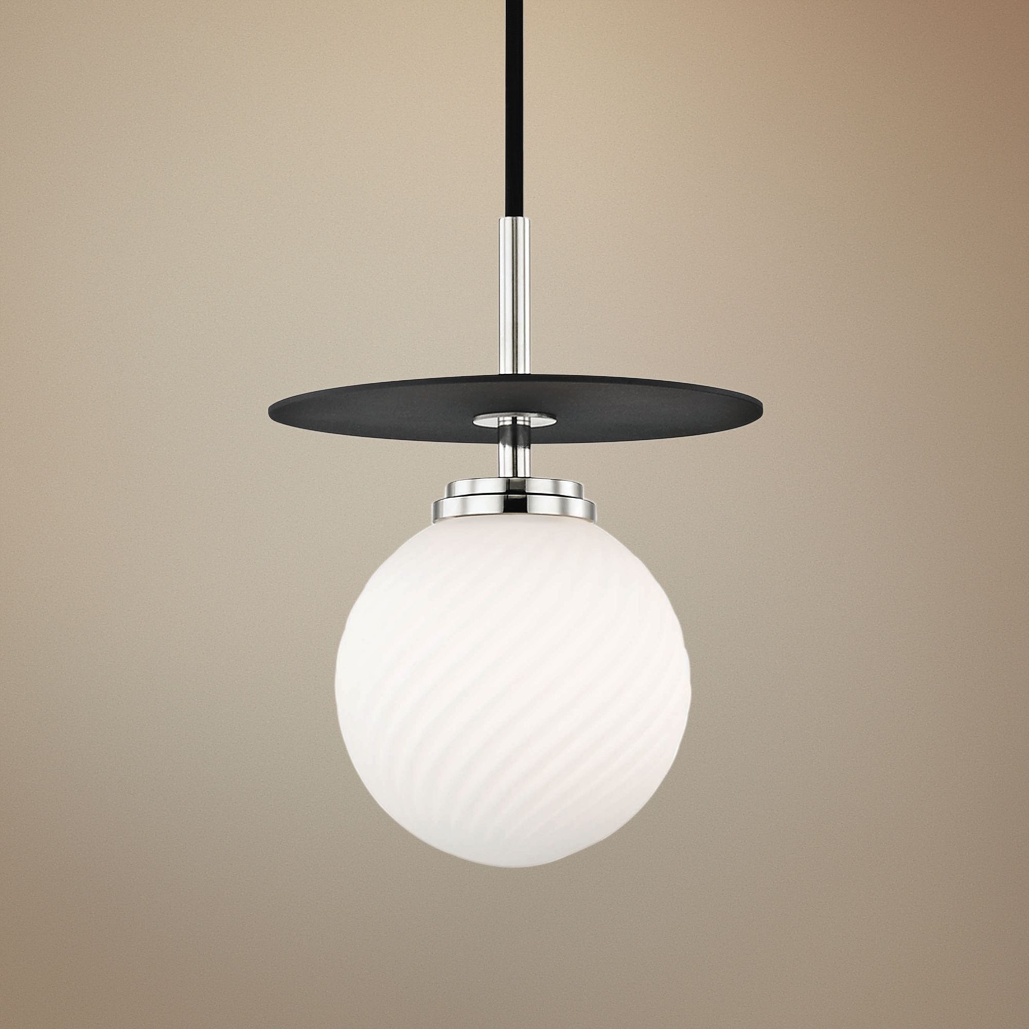 Mitzi Ellis 7"W Polished Nickel and Black LED Mini Pendant