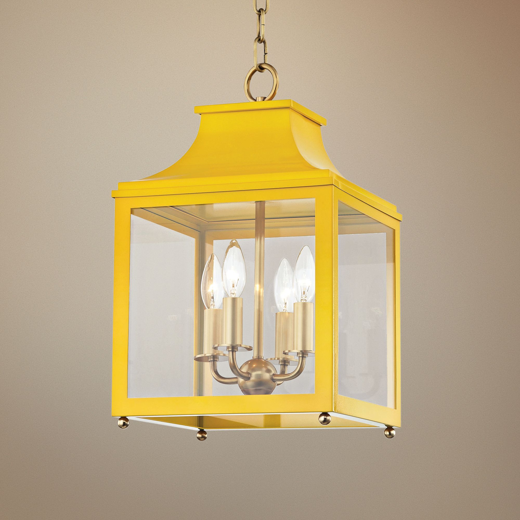 Leigh 11 1/2"W Aged Brass and Marigold 4-Light Mini Pendant