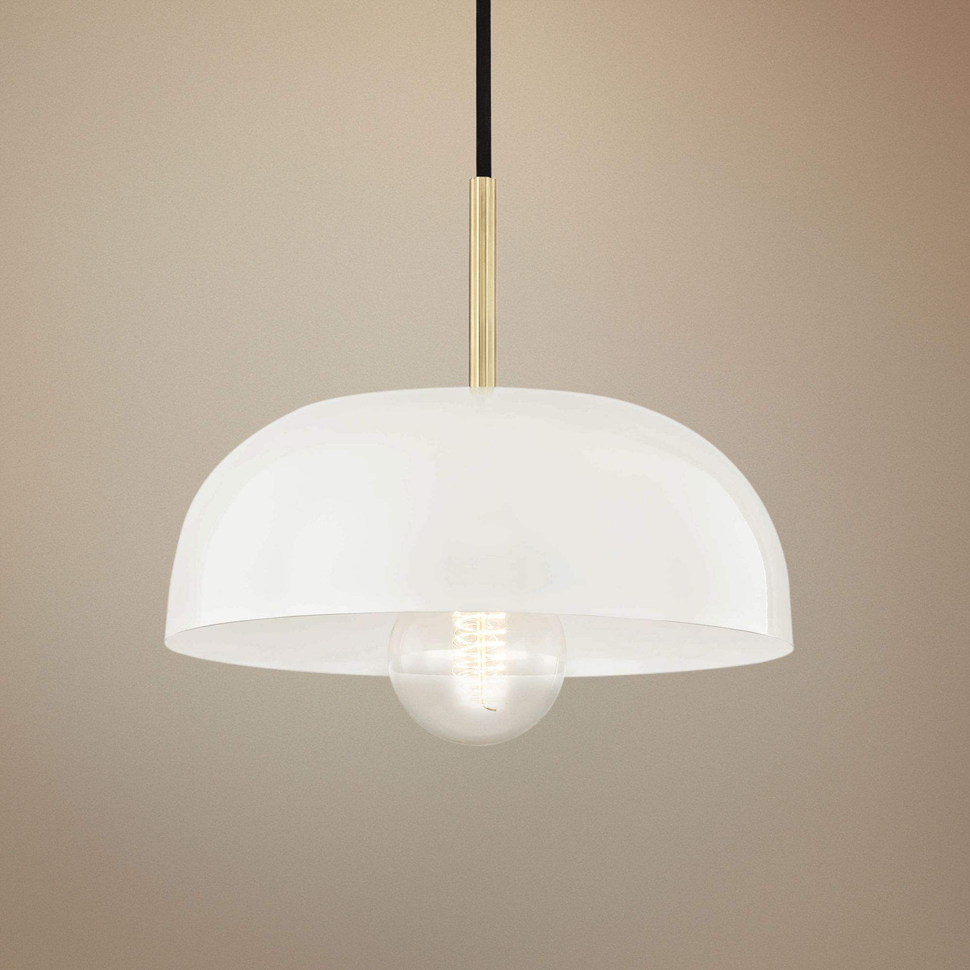 Mitzi Avery 11" Wide Aged Brass Mini Pendant w/ Cream Shade