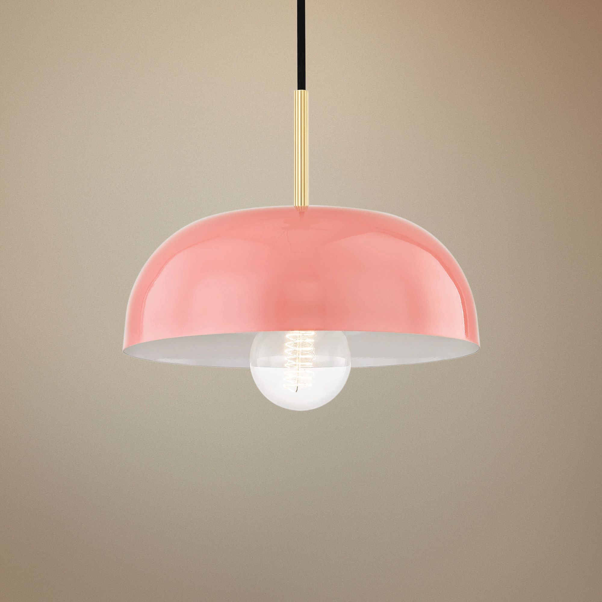 Mitzi Avery 11" Wide Aged Brass Mini Pendant w/ Pink Shade