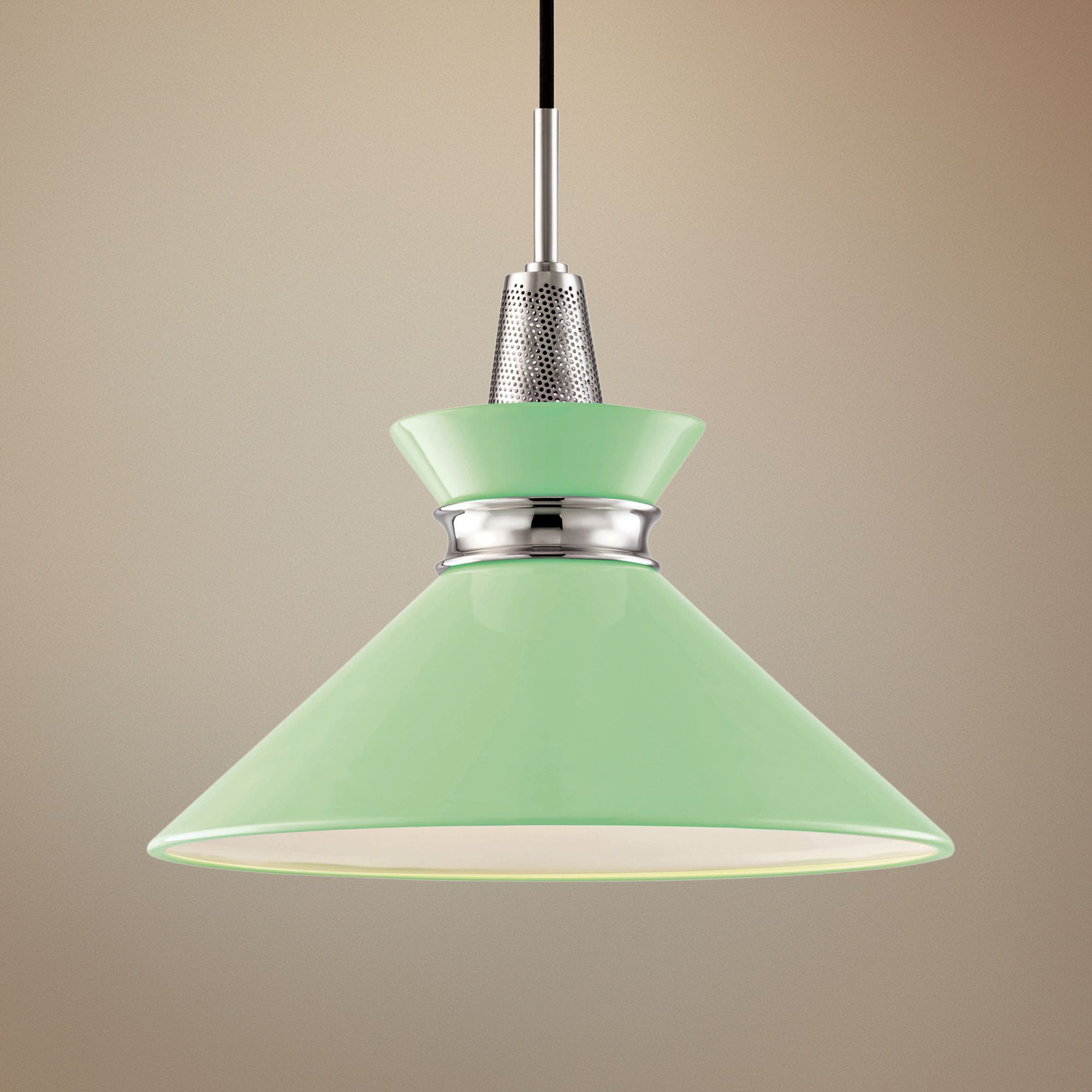 Mitzi Kiki 14"W Polished Nickel Pendant Light w/ Mint Shade