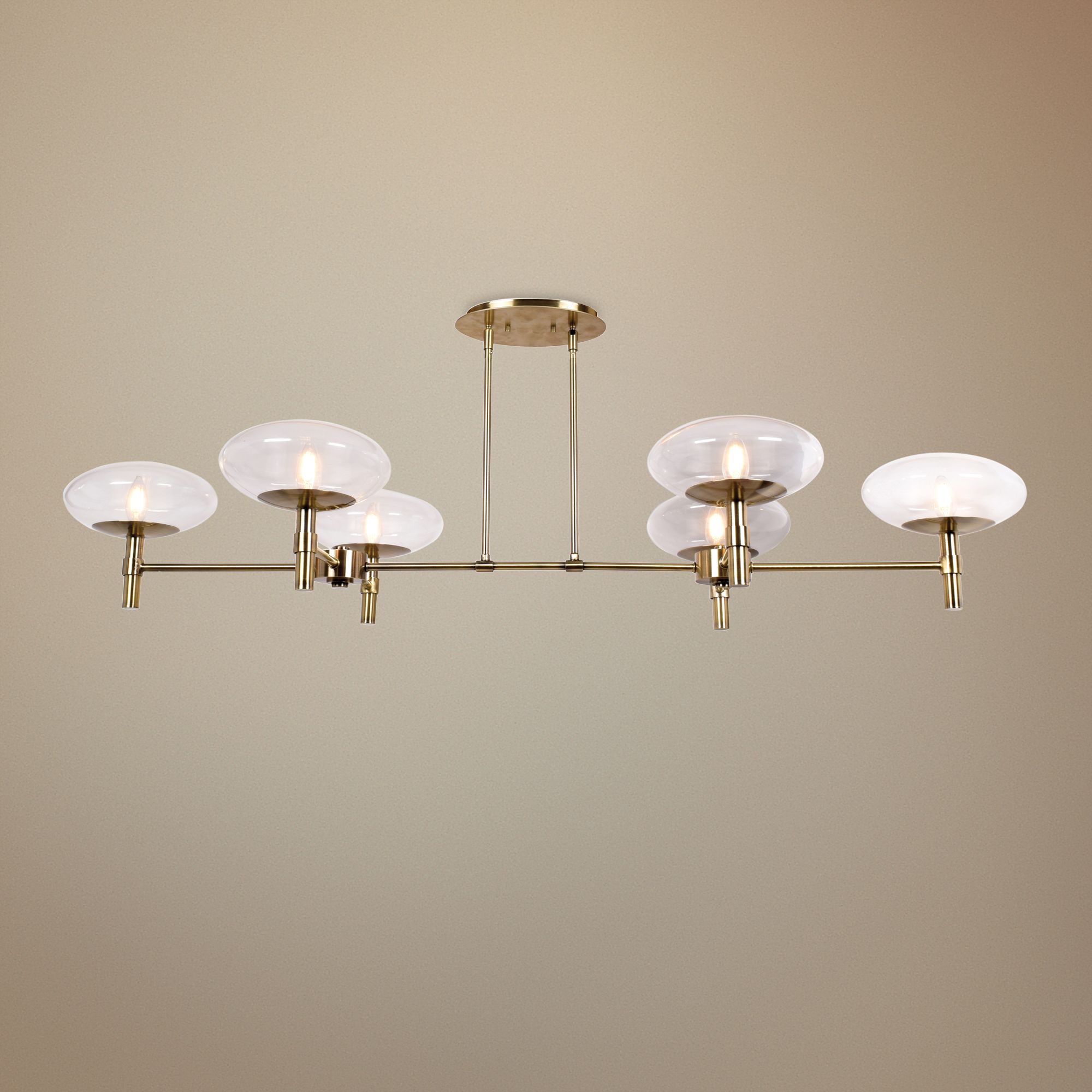 Grand 56 1/4" Wide Brass LED Kitchen Island Light Chandelier