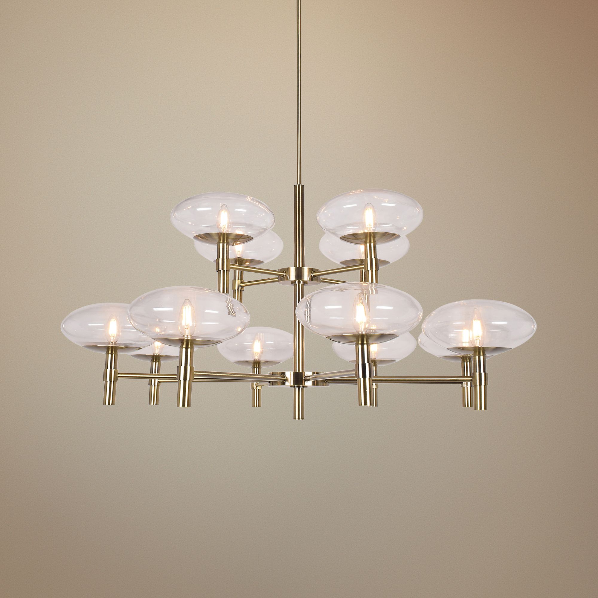 Grand 42" Wide Brushed Brass 12-Light LED Chandelier