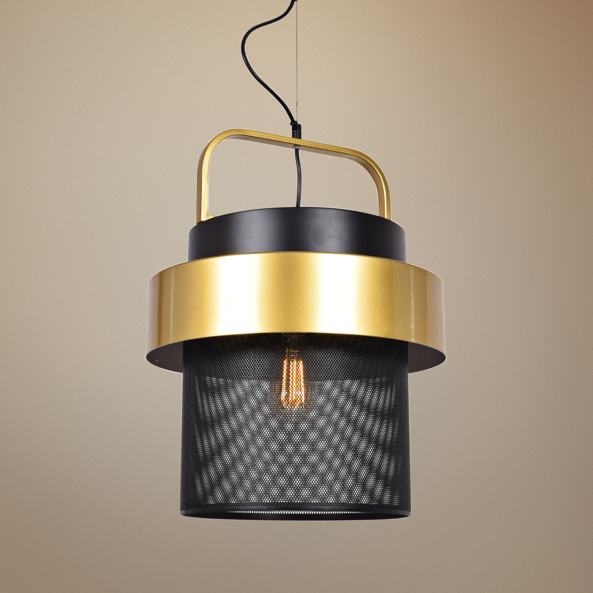 Fusion 15 1/2" Wide Black and Gold LED Pendant Light