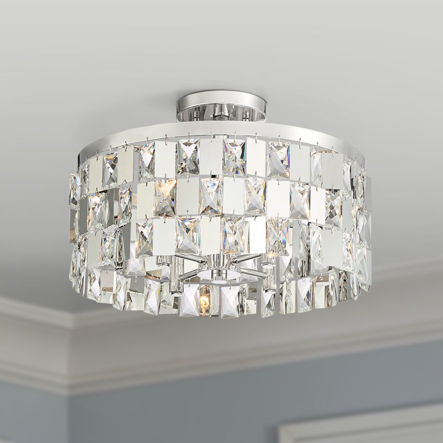 Possini Euro Selena 16" Wide Crystal Drum Ceiling Light