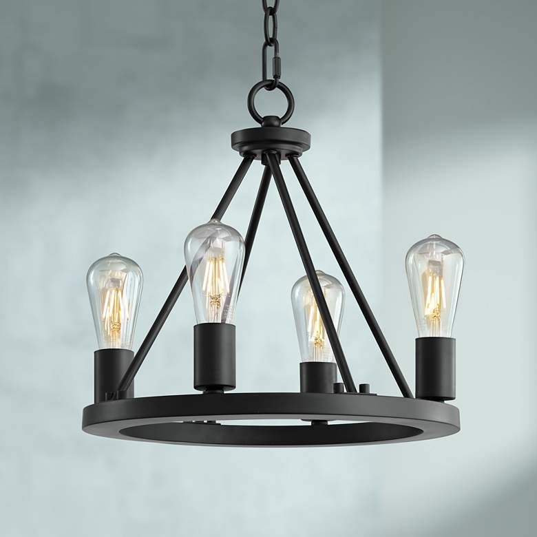 Image 1 Lacey 16" Wide Black 4-Light LED Round Chandelier
