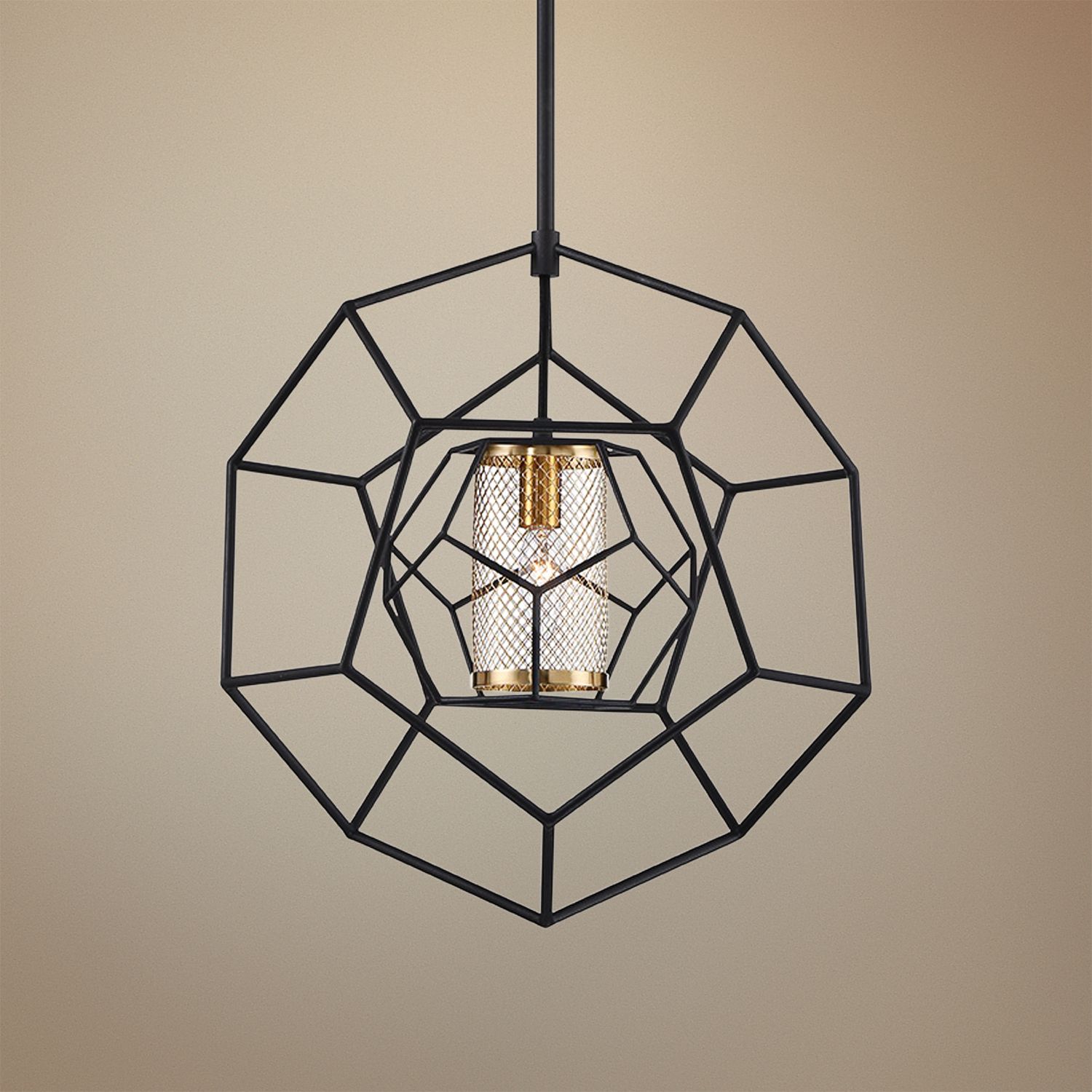 Bettino 16 1/2" Wide Matte Black Caged Pendant Light