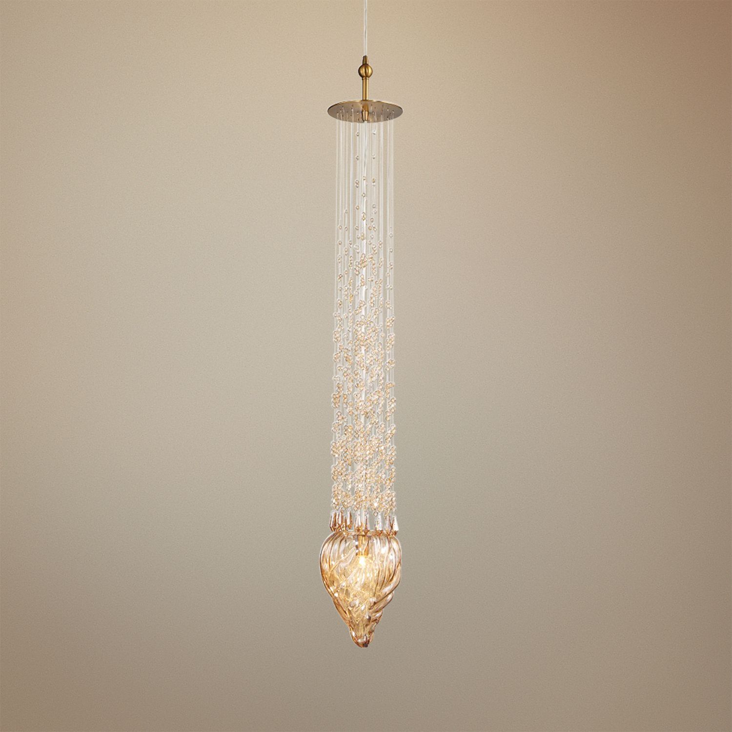 Eurofase Cascata 6" Wide Bronze Crystal Mini Pendant