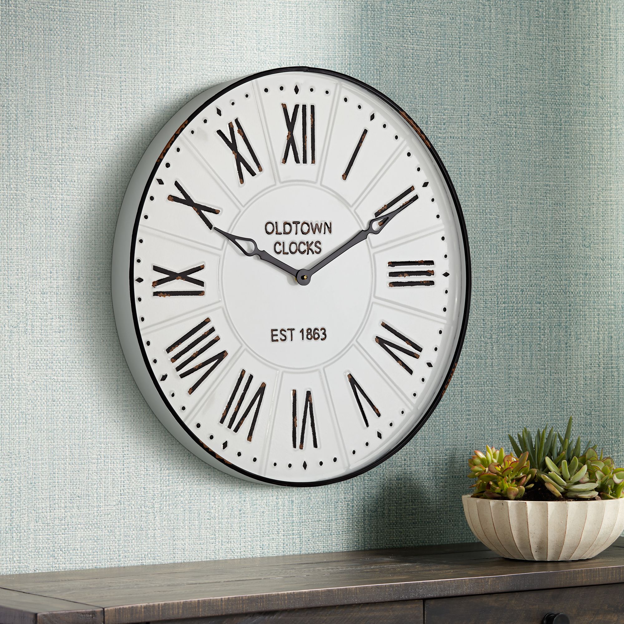Oldtown 23 1/2" Wide Vintage Style Wall Clock