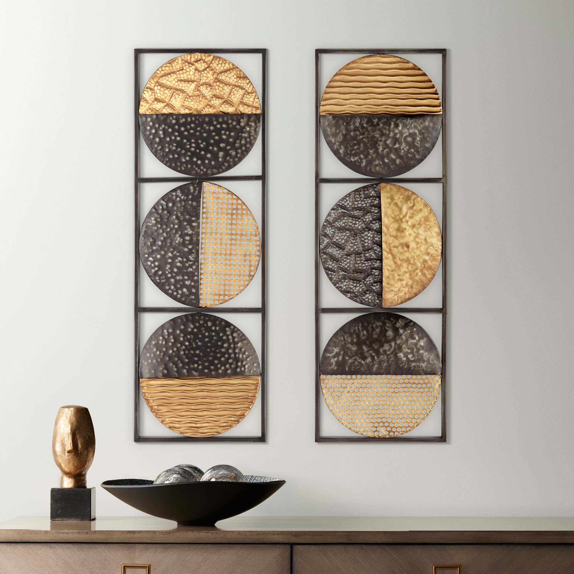 Two-Tone Circles 35 1/2" High Metal Wall Art Set of 2