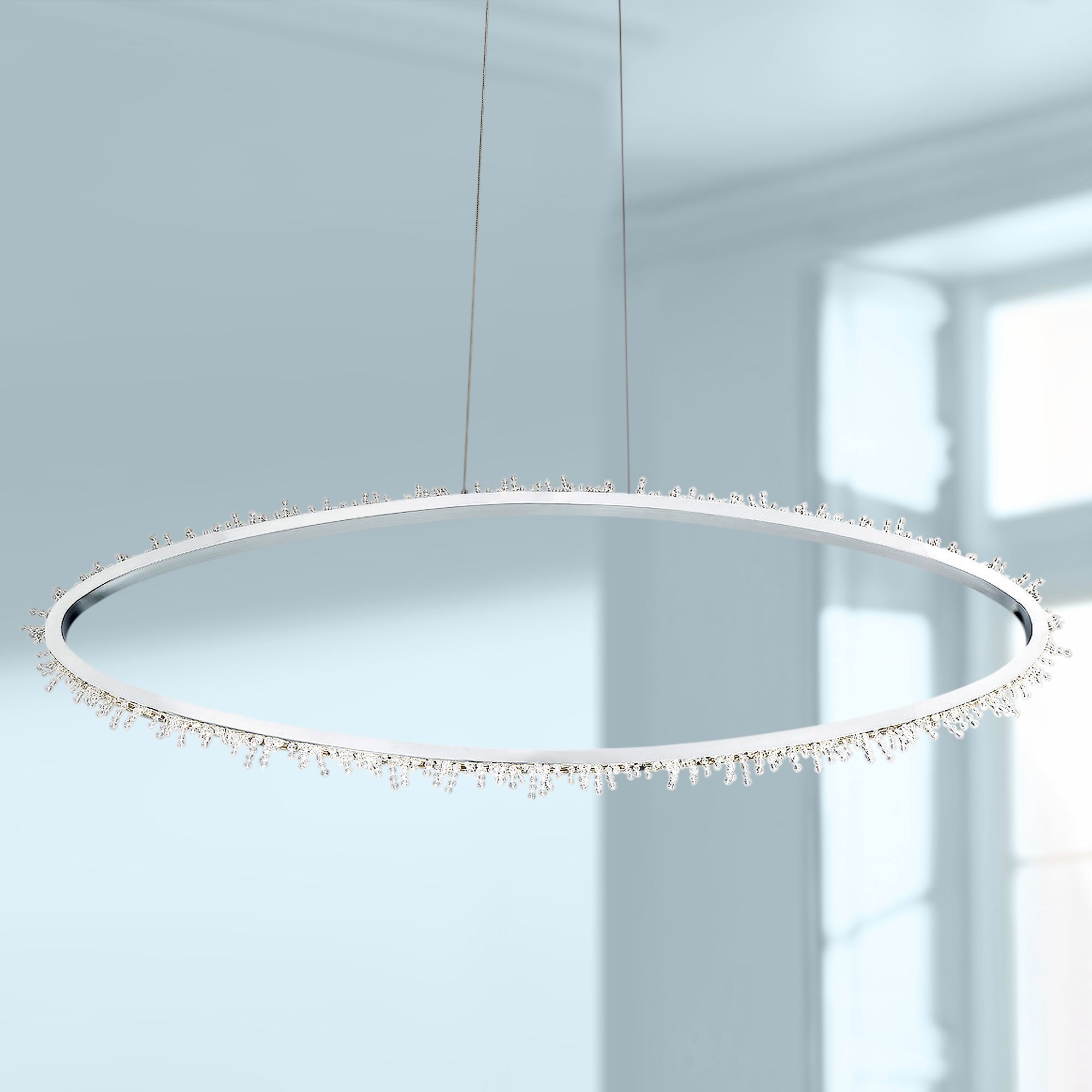 Eurofase Scoppia 52 1/4"W Chrome LED Oval Ring Pendant Light
