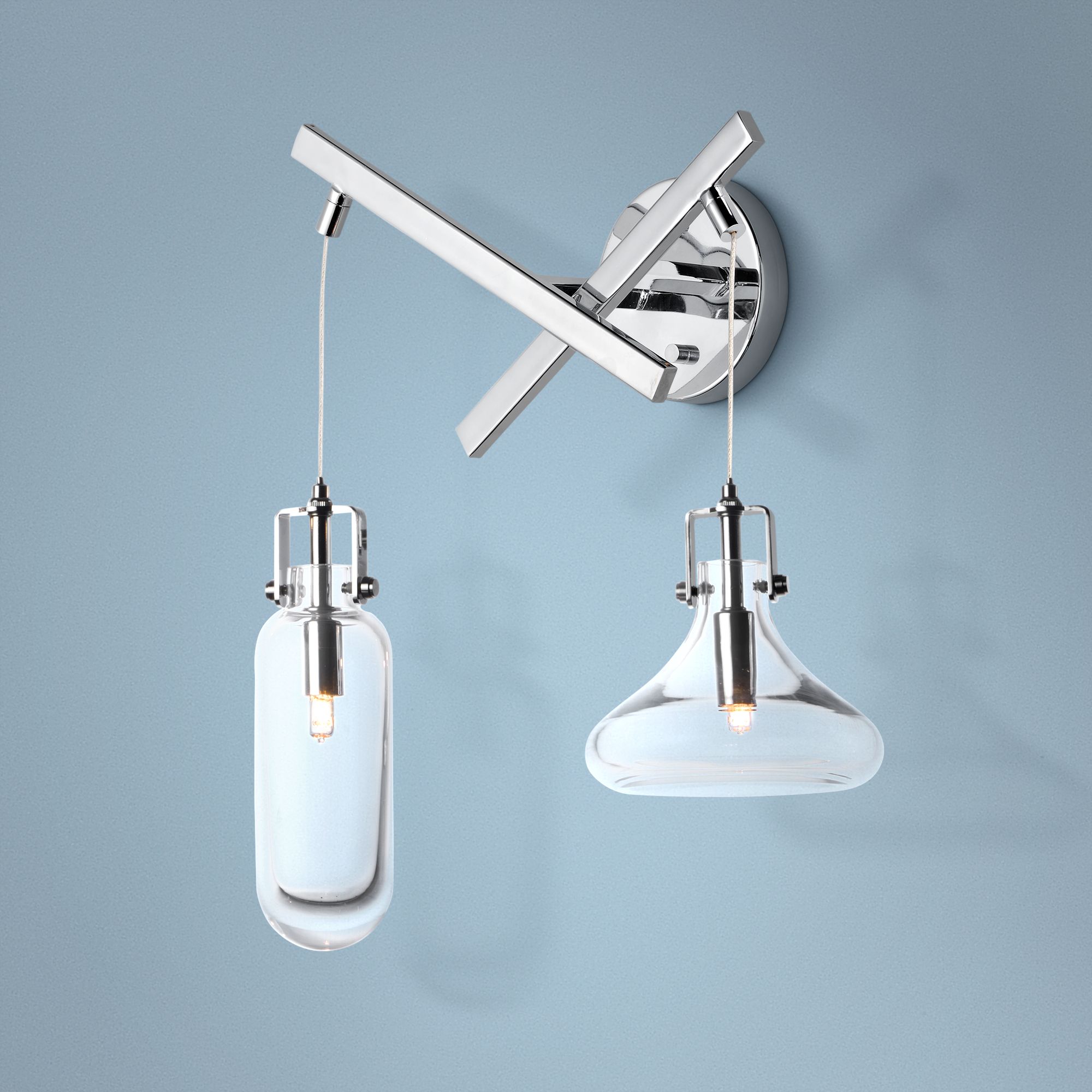 ET2 Kem 19" High Polished Chrome 2-Light Wall Sconce